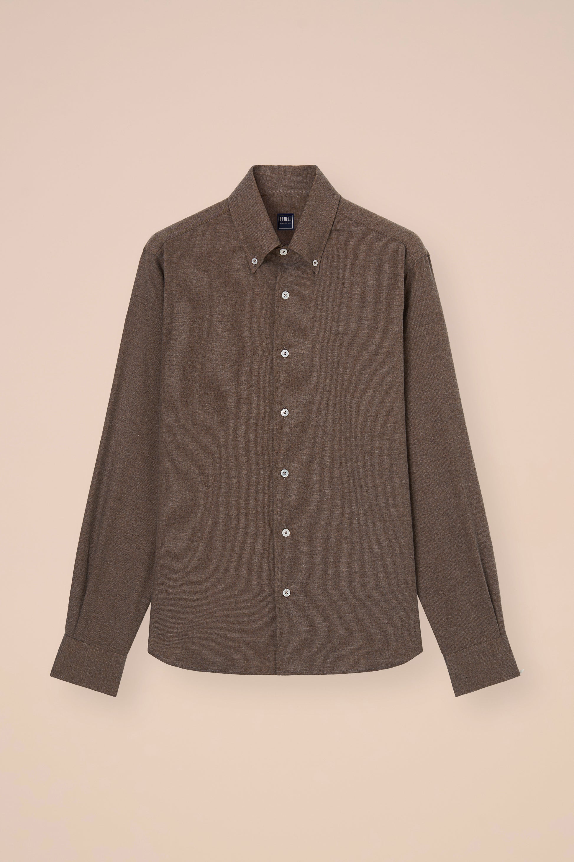 Alberto camicia in flanella di cotone - DARKGREIGE