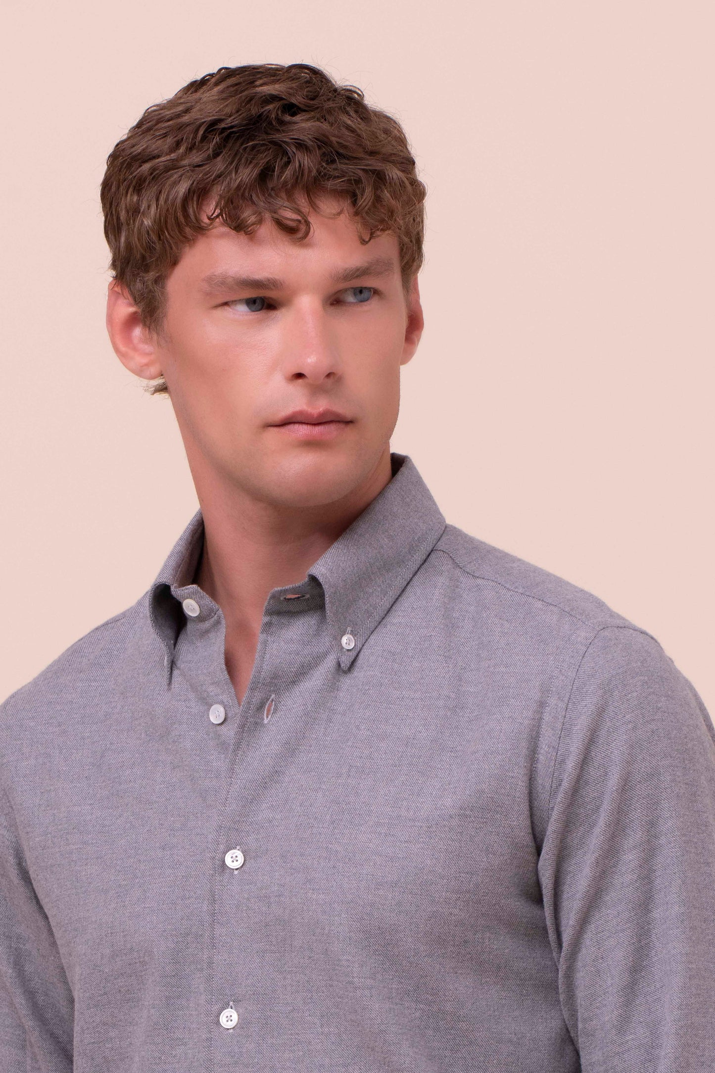 Alberto camicia in flanella di cotone - GRAY