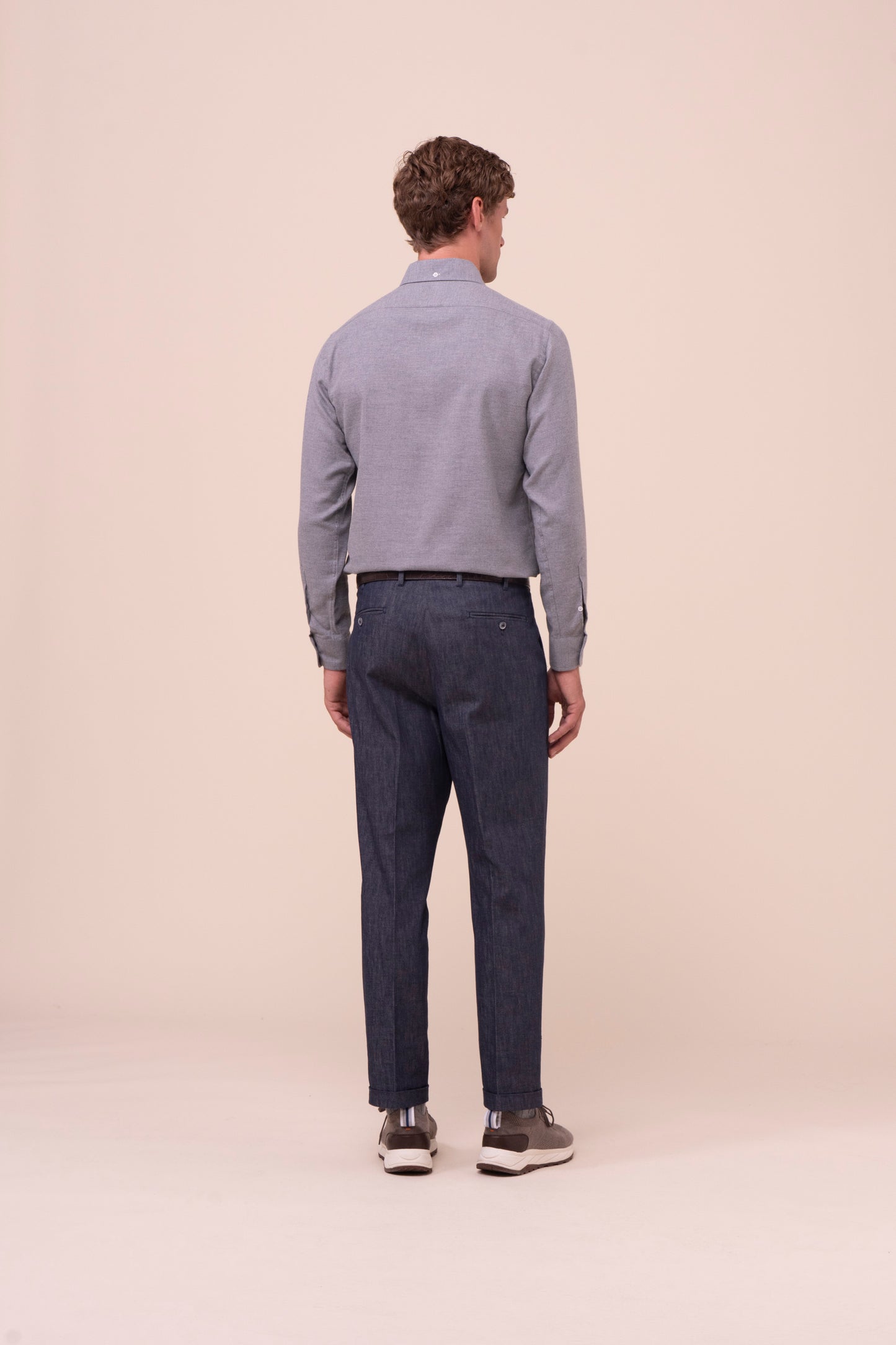 Alberto camicia in flanella di cotone - GRAY