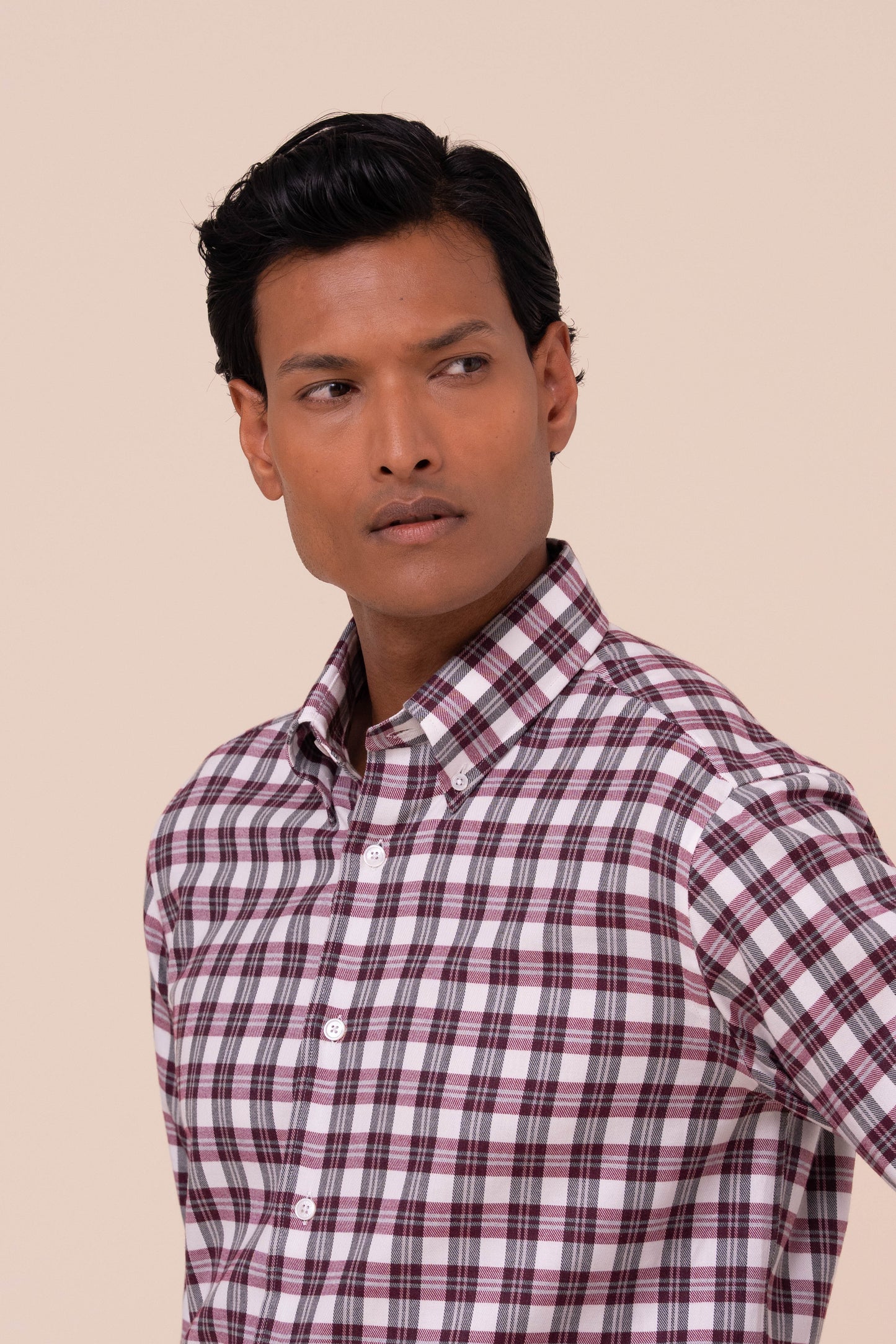 Alberto camicia in flanella di cotone - MAROON