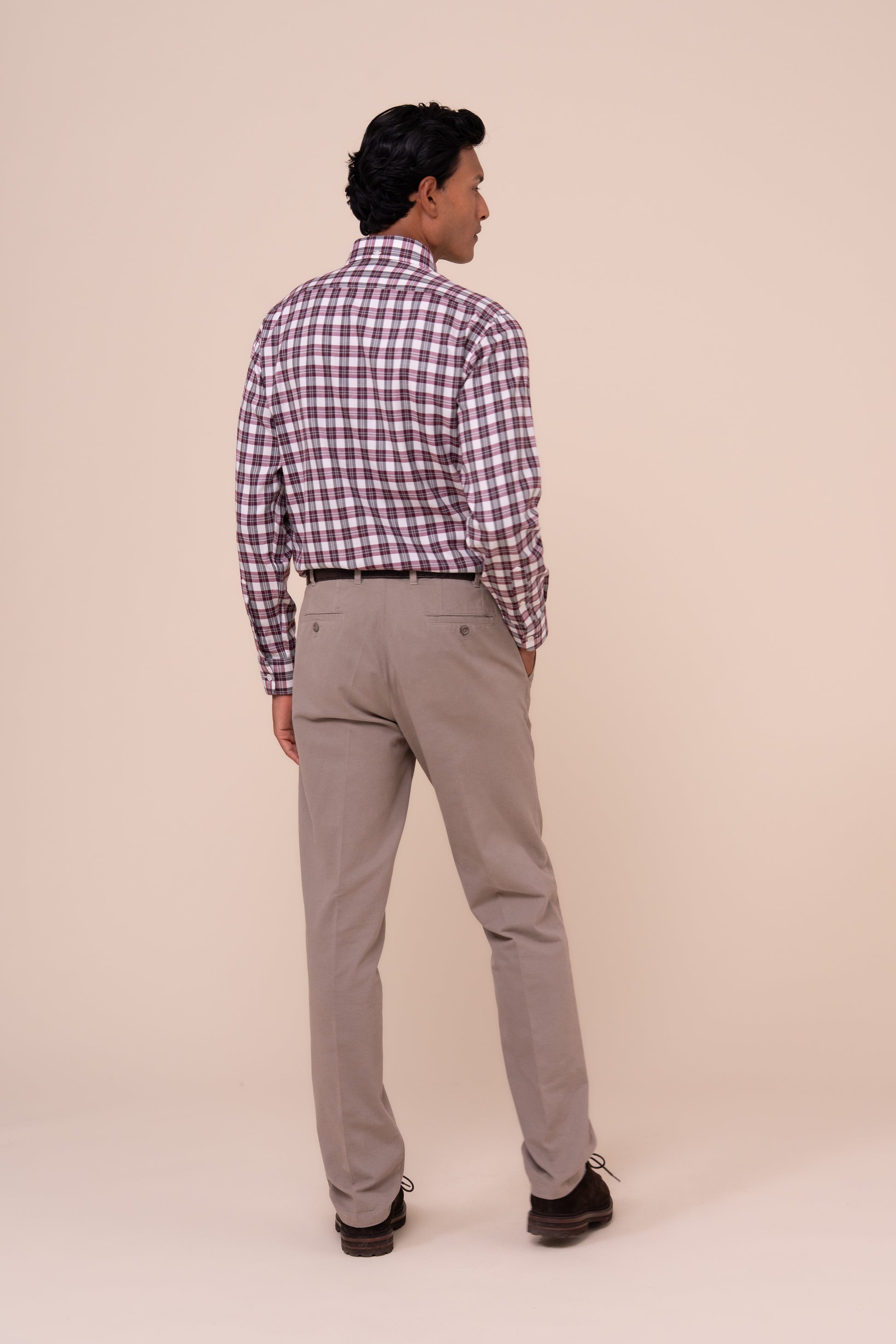 Alberto camicia in flanella di cotone - MAROON