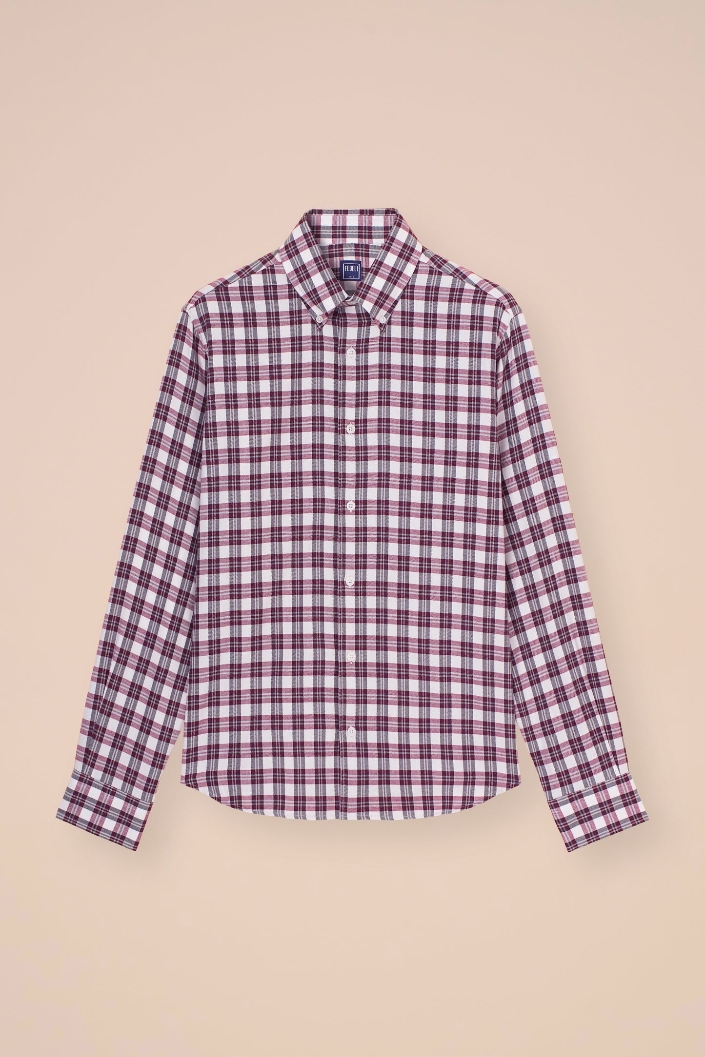 Alberto camicia in flanella di cotone - MAROON