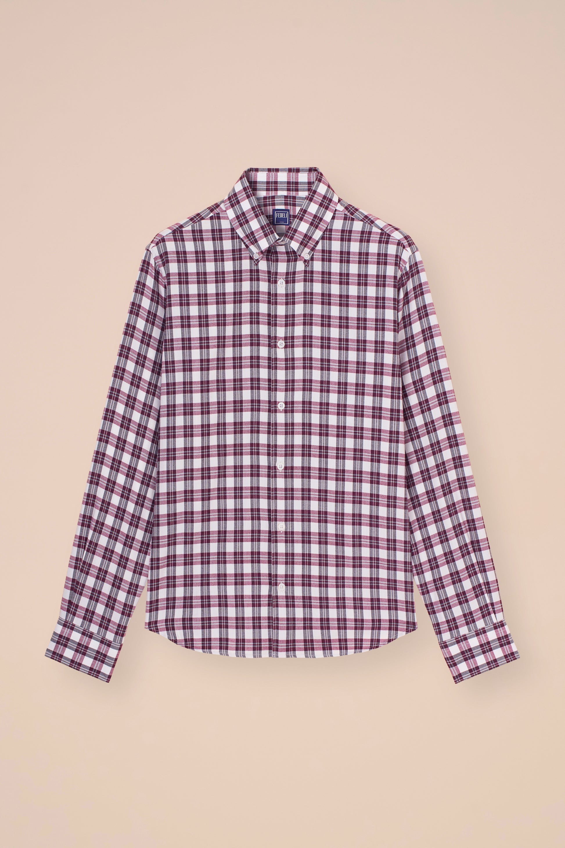 Alberto camicia in flanella di cotone - MAROON