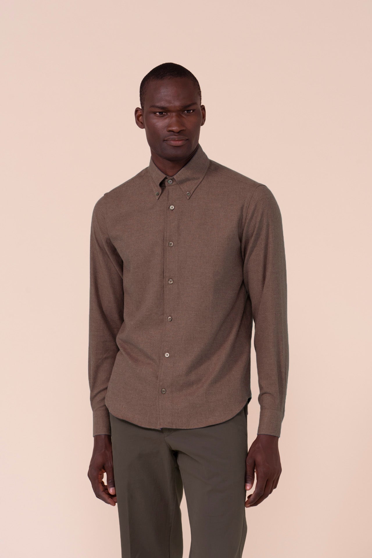 Alberto camicia in flanella di cotone - DARKGREIGE