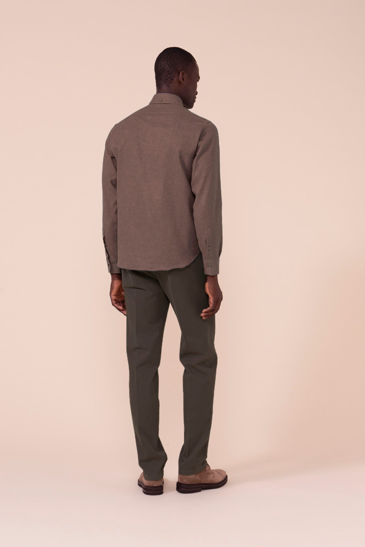 Alberto camicia in flanella di cotone - DARKGREIGE
