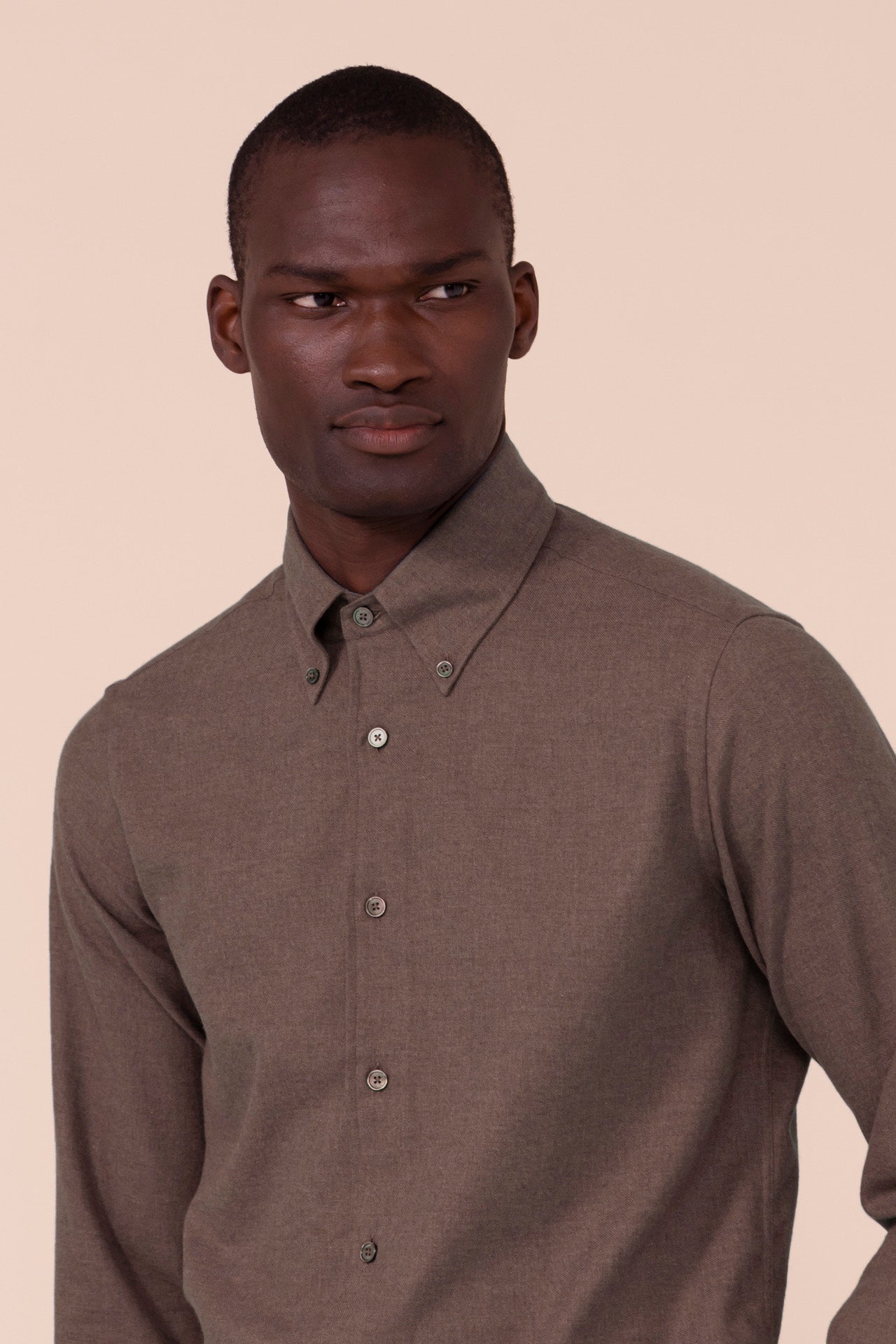 Alberto camicia in flanella di cotone - DARKGREIGE