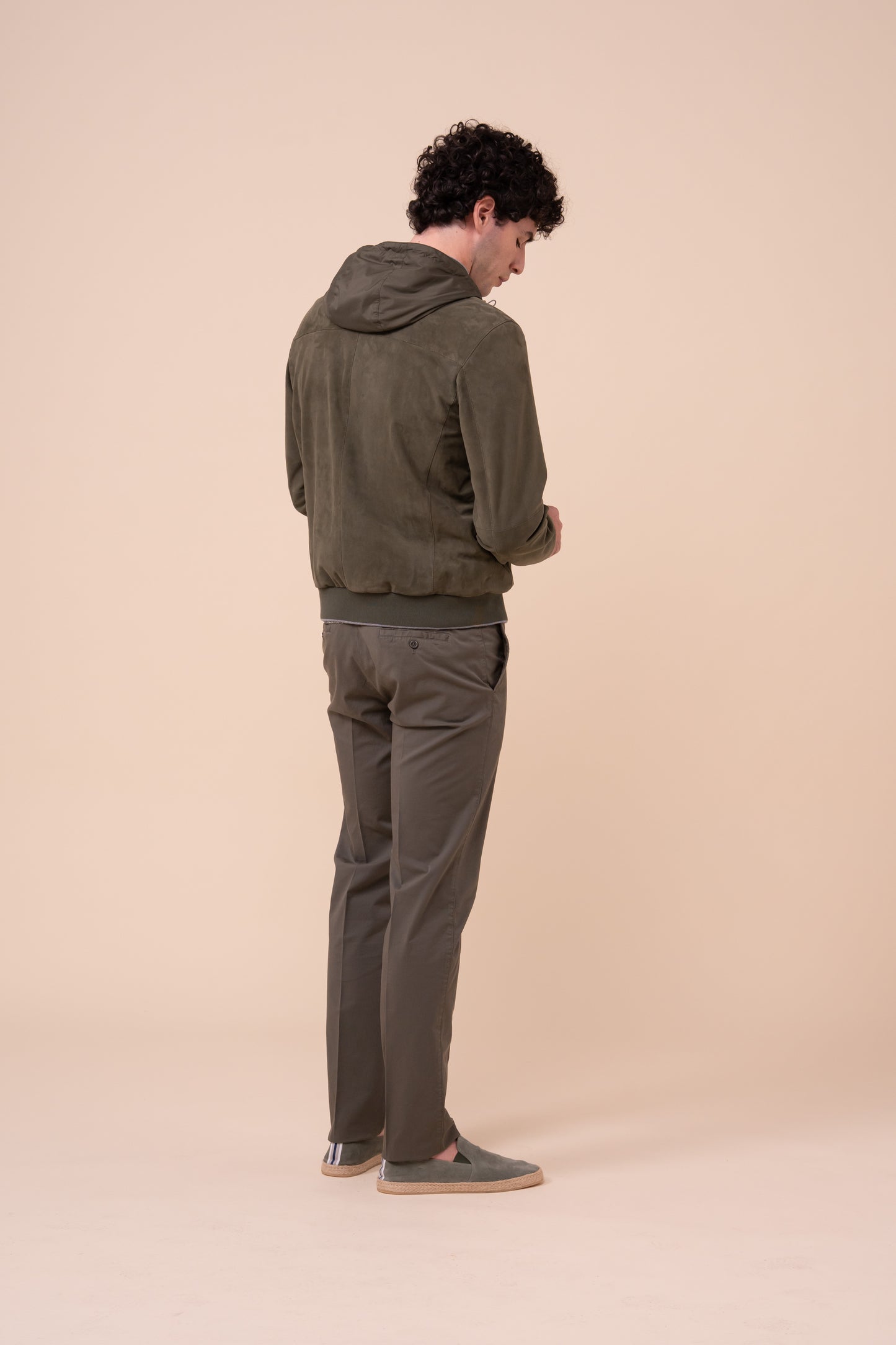 Vienna Suede Hooded Zipped Jacket - DARKFOREST