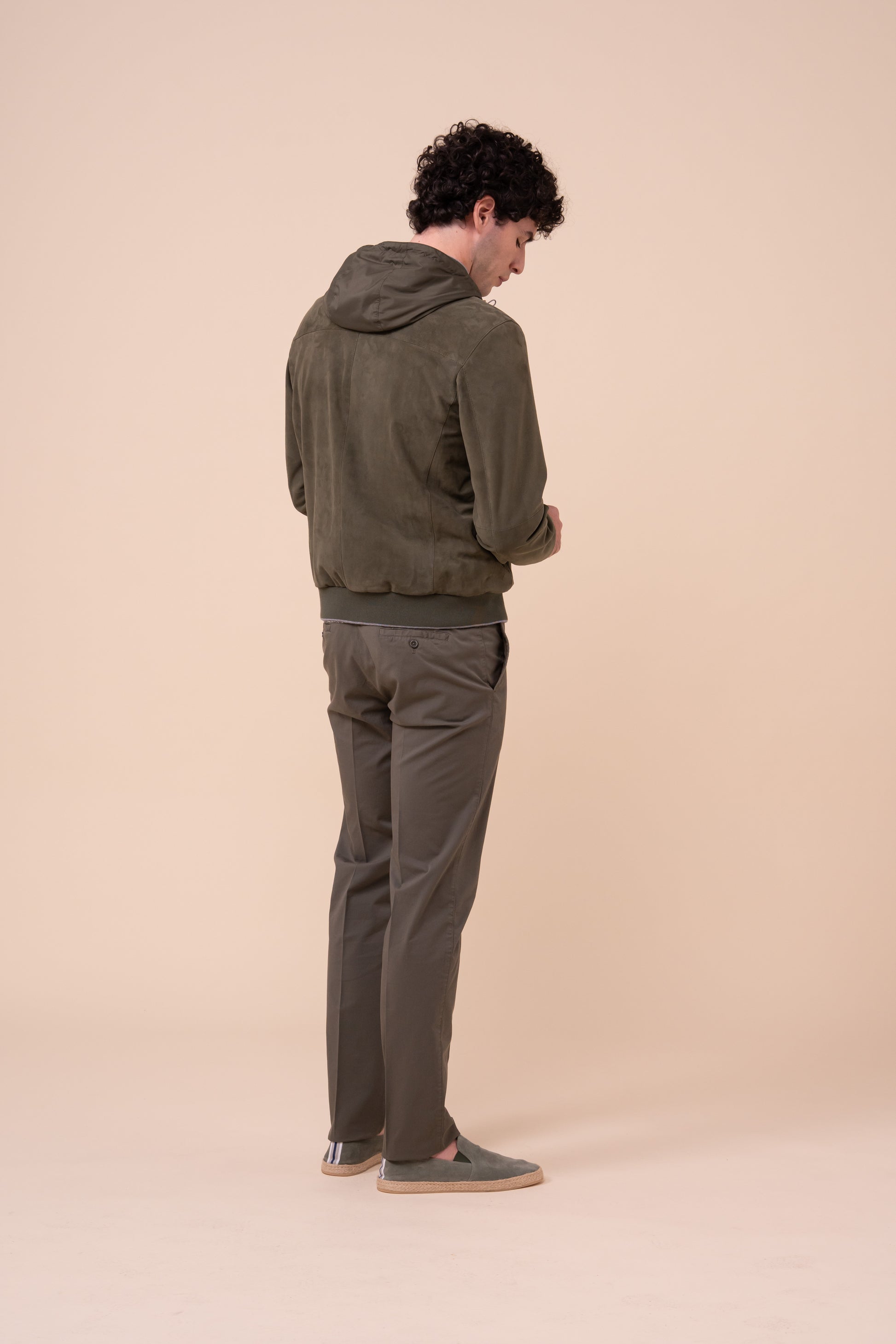 Vienna Suede Hooded Zipped Jacket - DARKFOREST