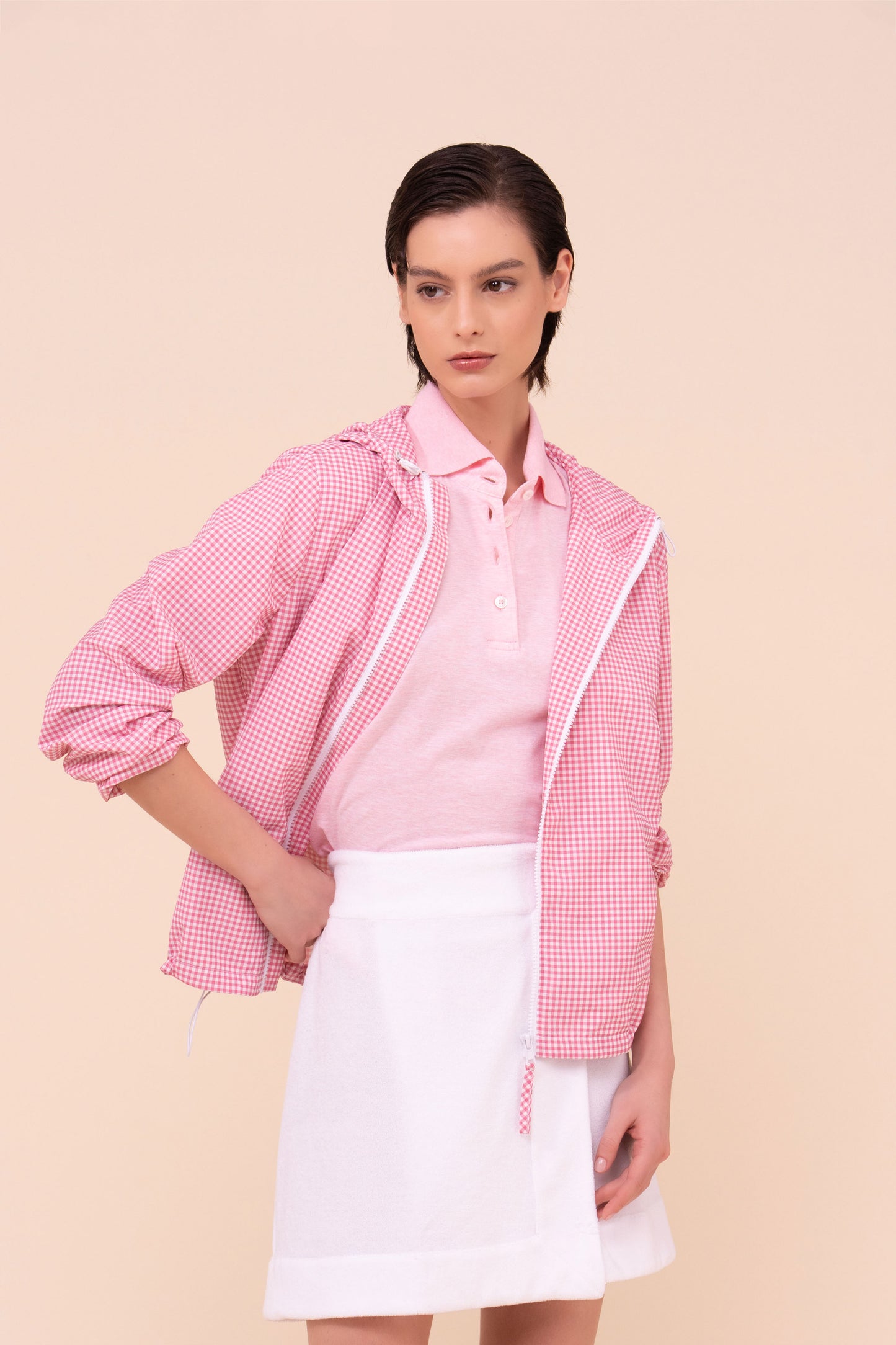 Domenico giacca in tessuto sakar a quadretti - PETALPINK