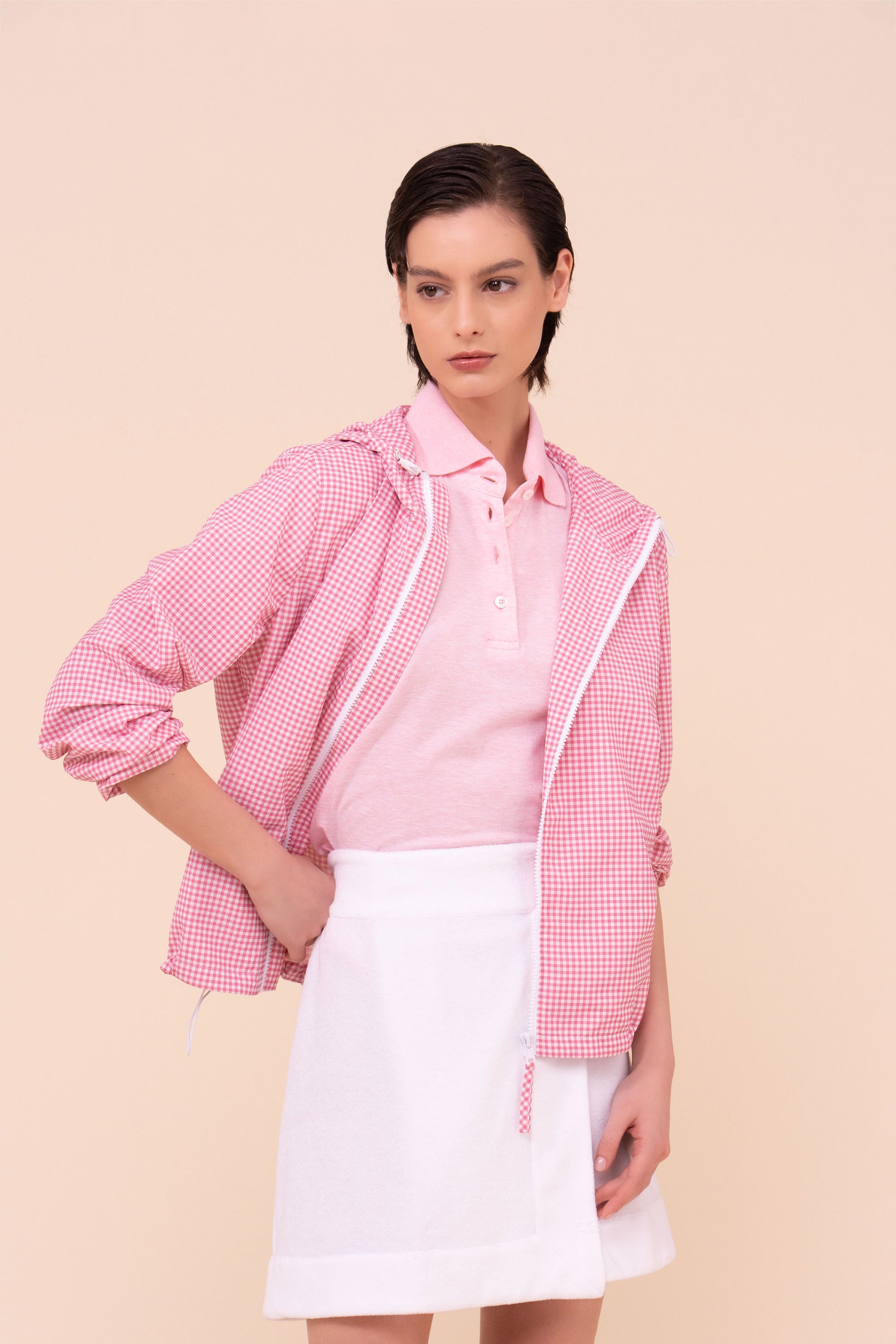 Domenico giacca in tessuto sakar a quadretti - PETALPINK