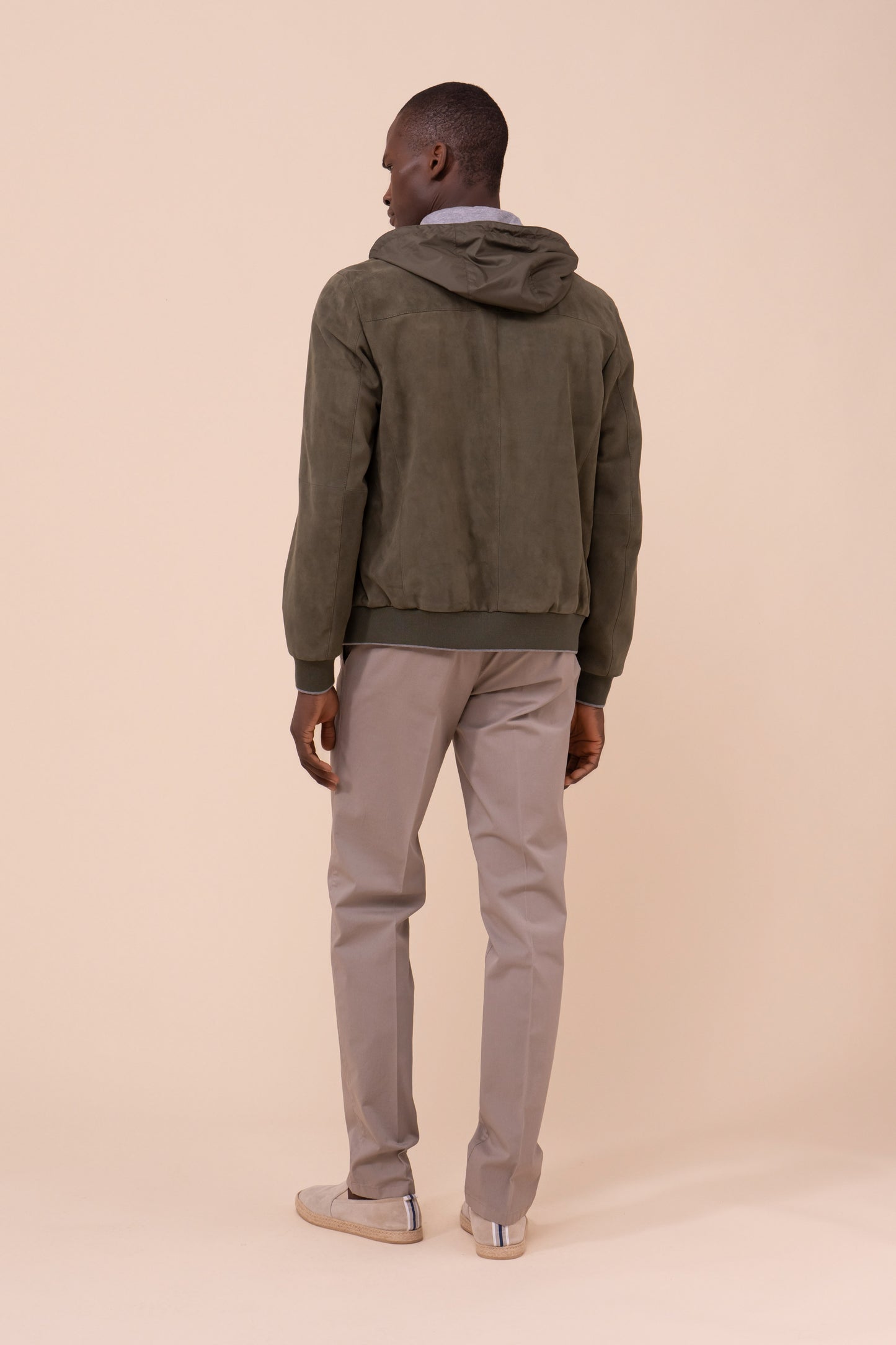 Vienna Suede Hooded Zipped Jacket - DARKFOREST