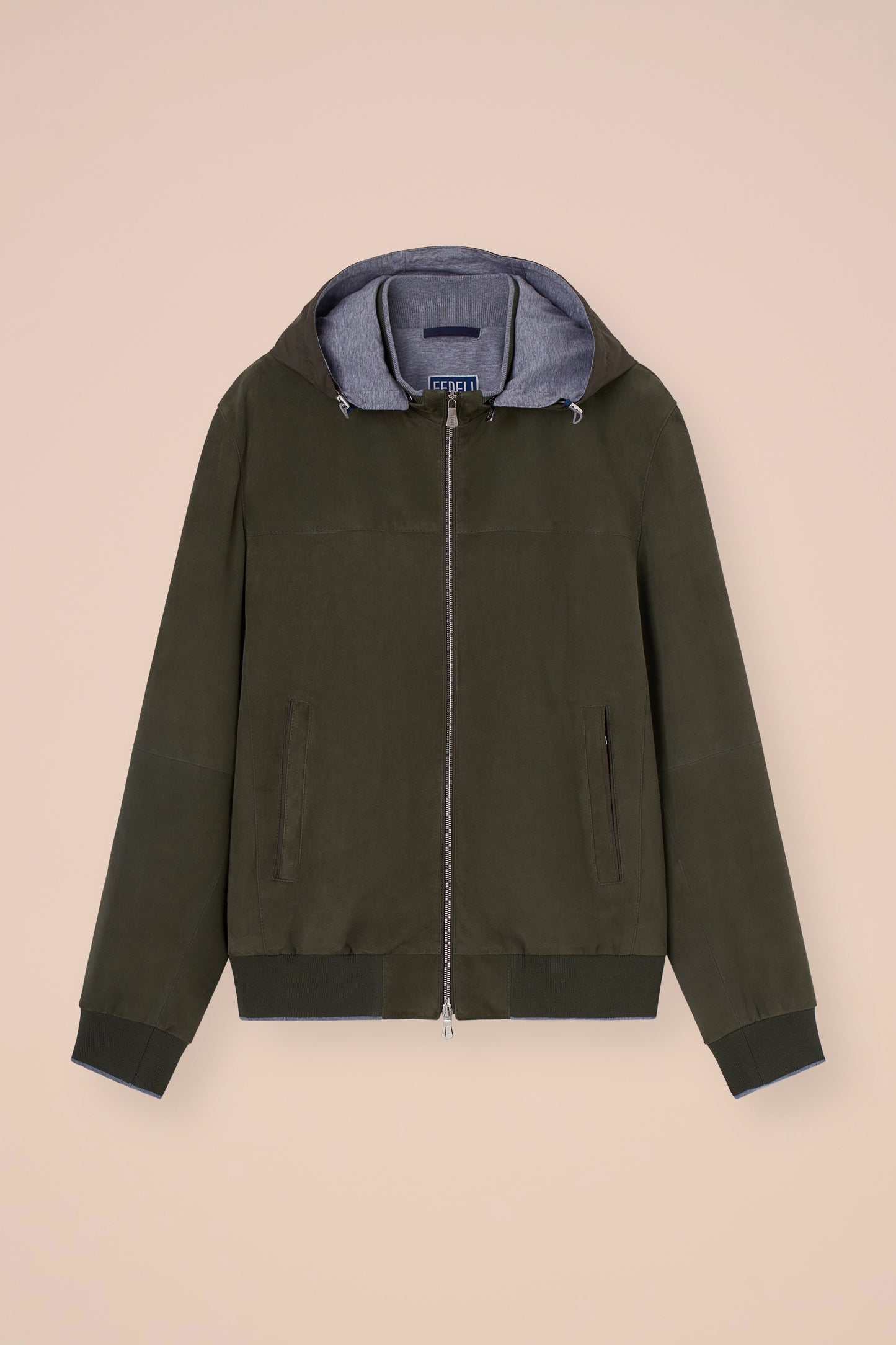 Vienna Suede Hooded Zipped Jacket - DARKFOREST