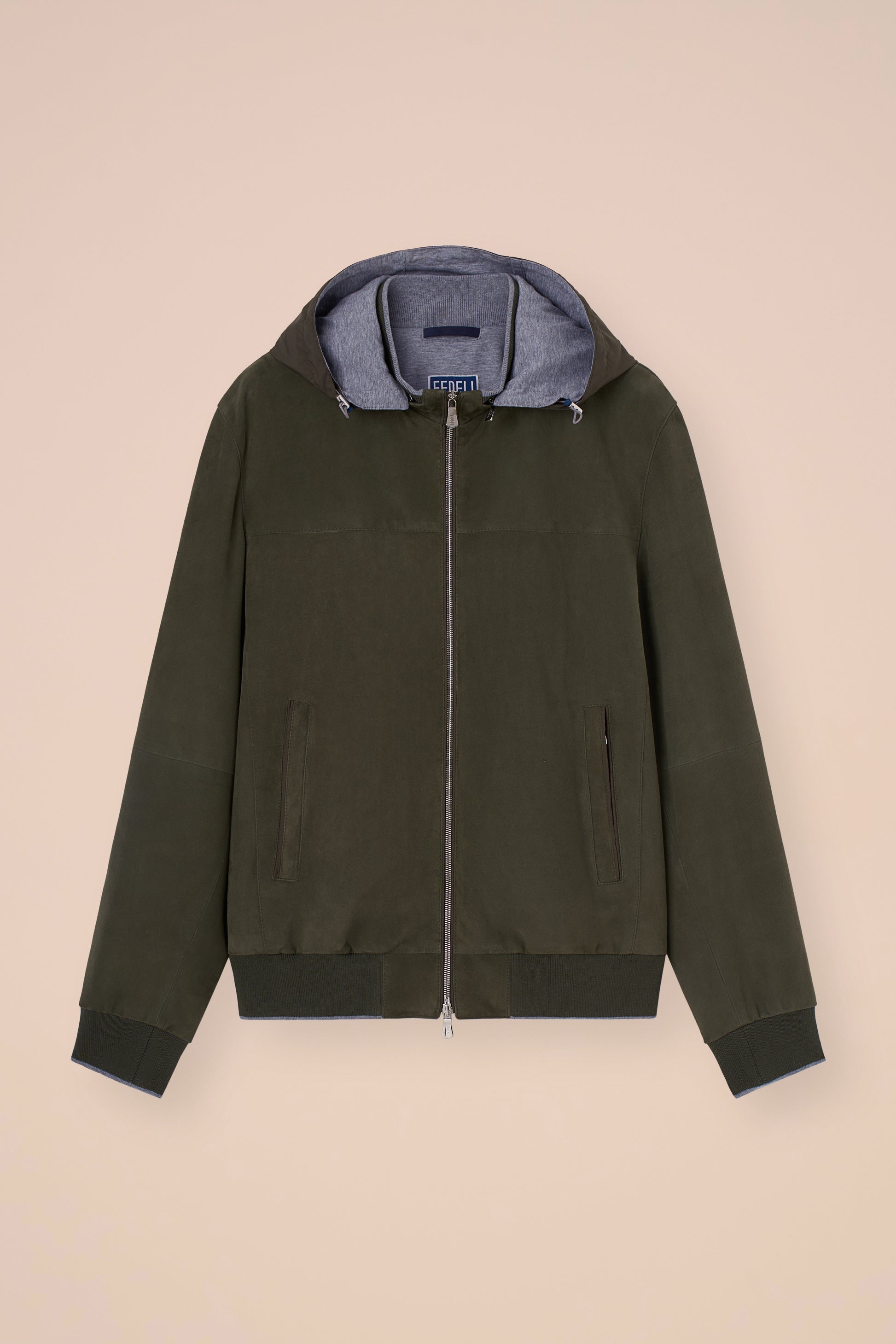 Vienna Suede Hooded Zipped Jacket - DARKFOREST