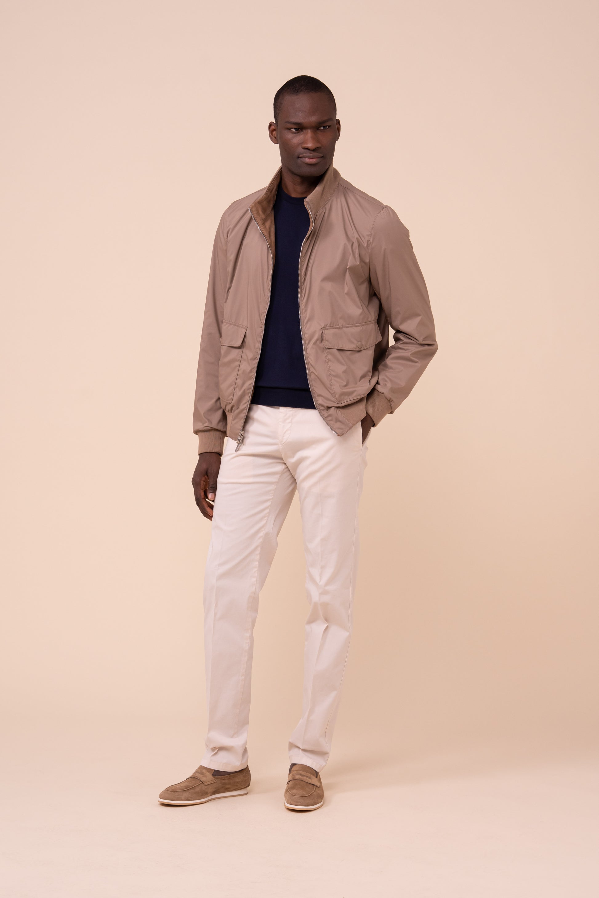 Colorado Suede and Airstop Zipped Jacket - Reversible - DUNES