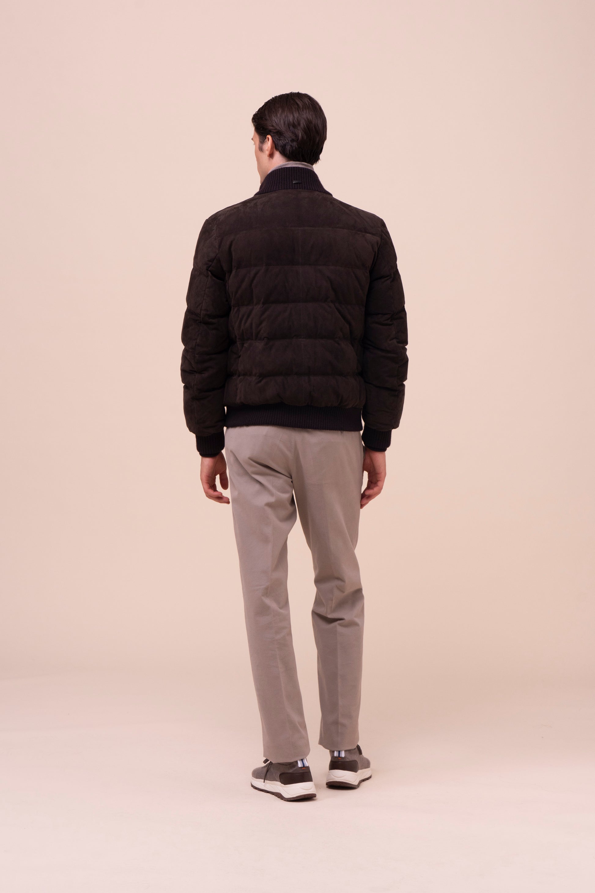 Plume piumino in pelle scamosciata - DARKCHOCOLATE