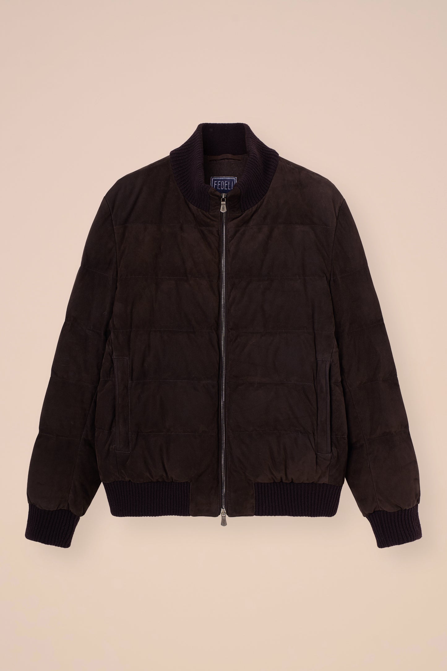 Plume piumino in pelle scamosciata - DARKCHOCOLATE