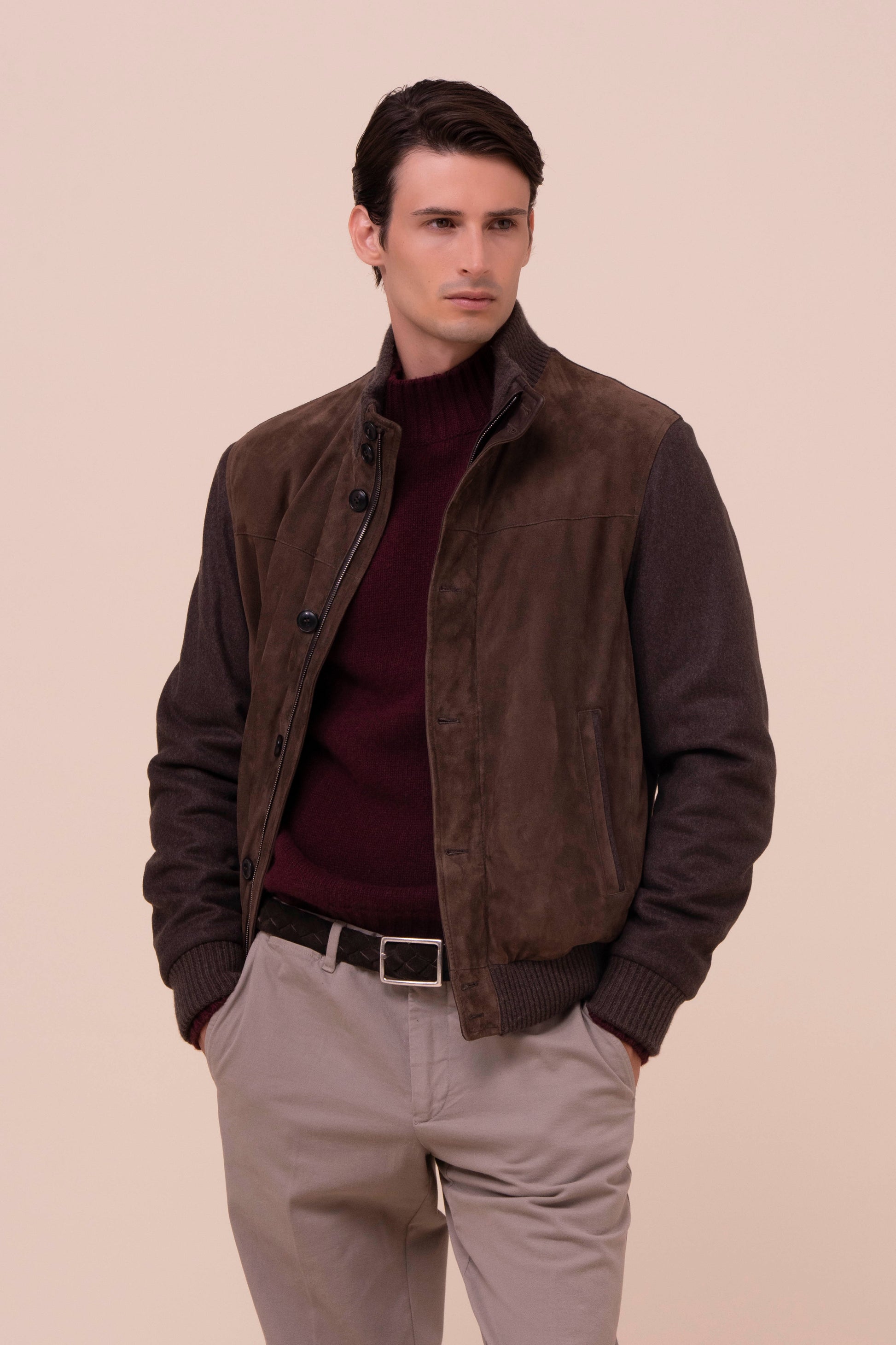 Villard giacca in cashmere e suede - COFFEE