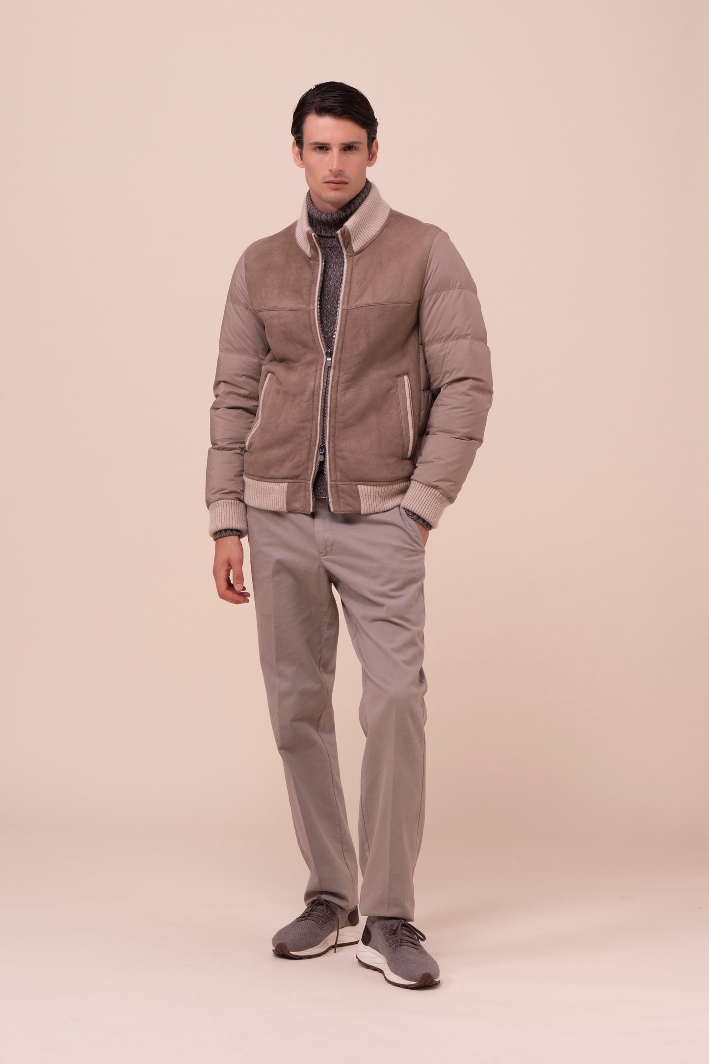 Andorra Shearling and Airstop Down Puffer Bomber - DUNES