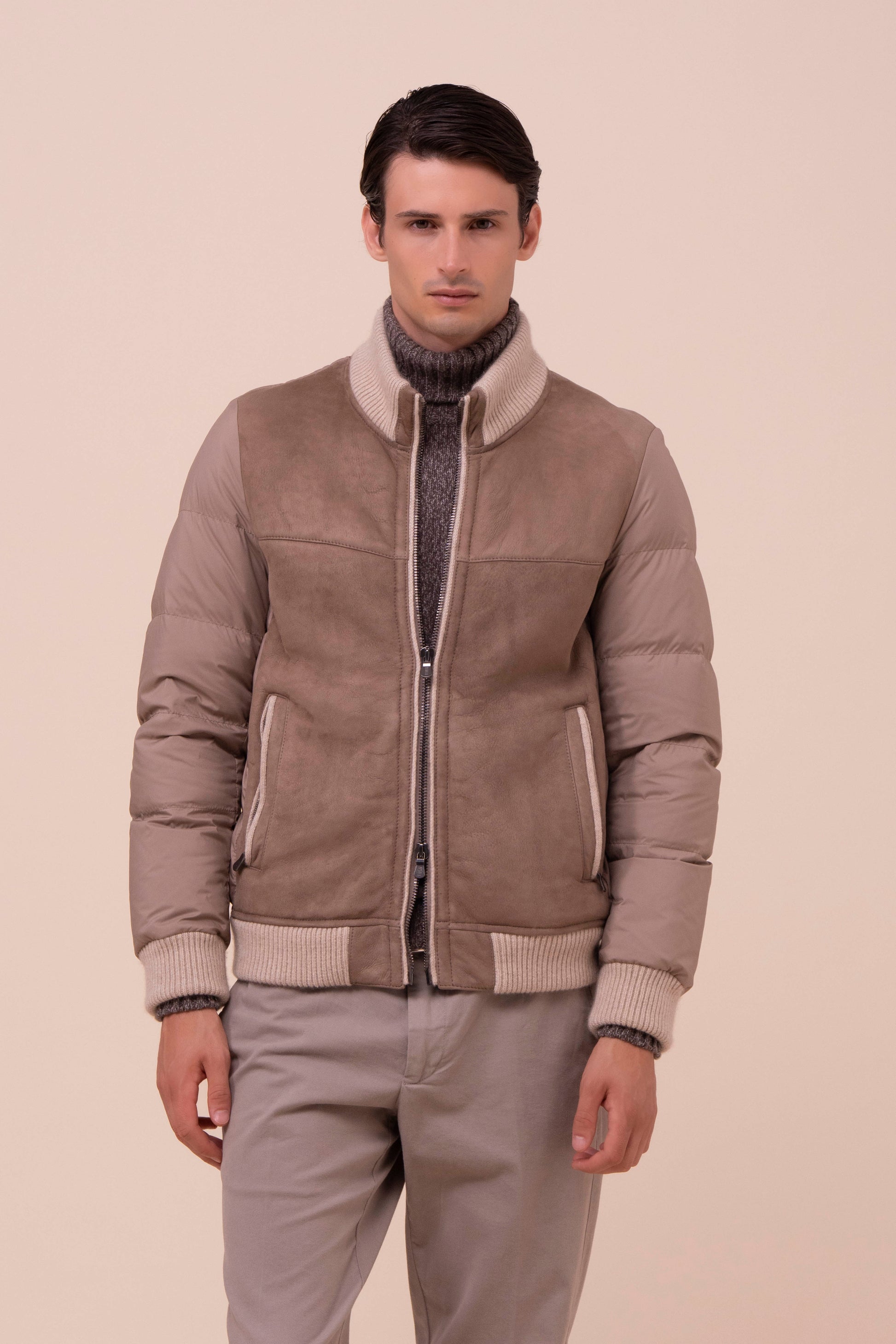 Andorra Shearling and Airstop Down Puffer Bomber - DUNES
