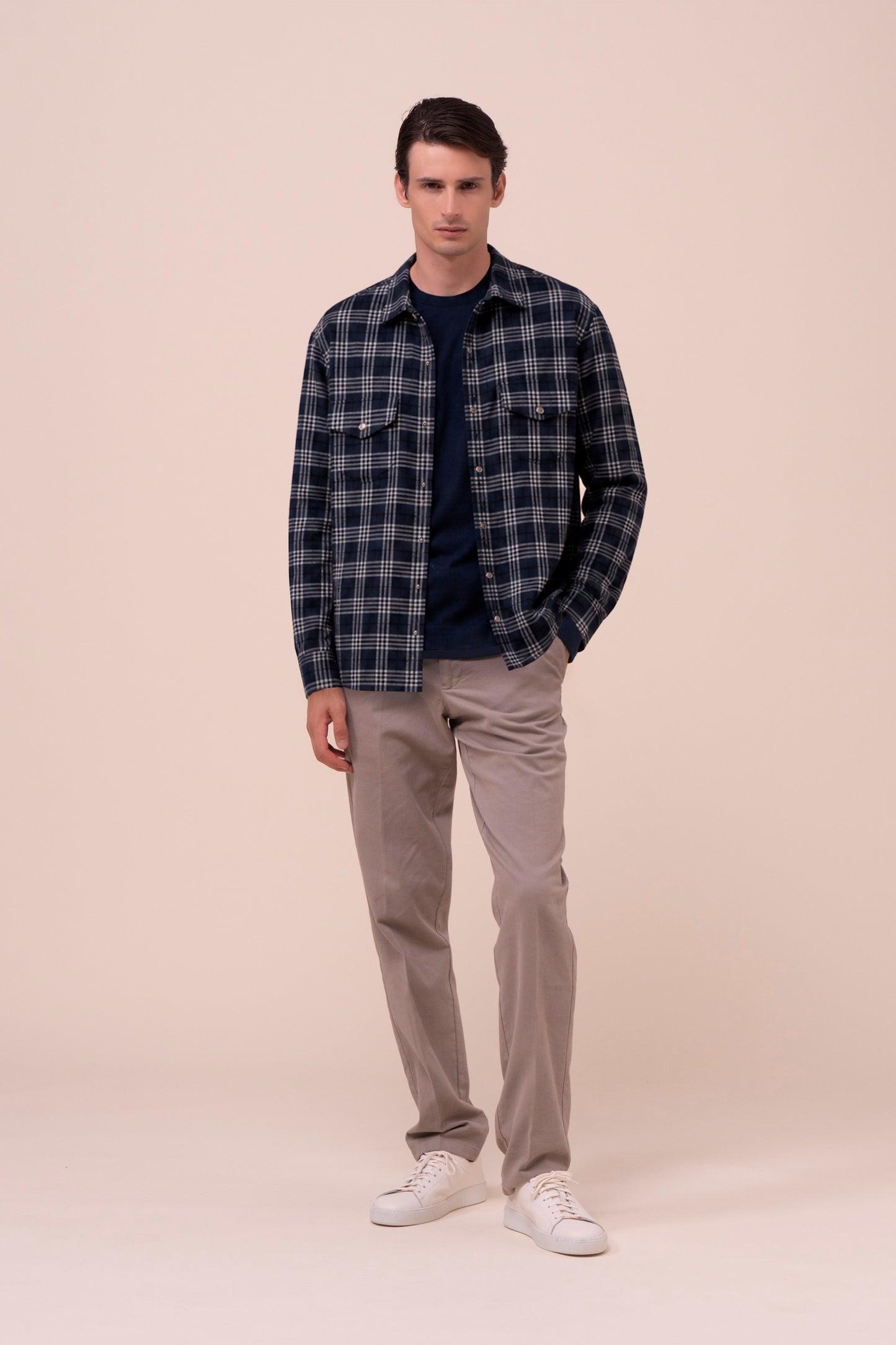 Dylan overshirt in flanella di cotone imbottita con Cashsoftpadding - STORM