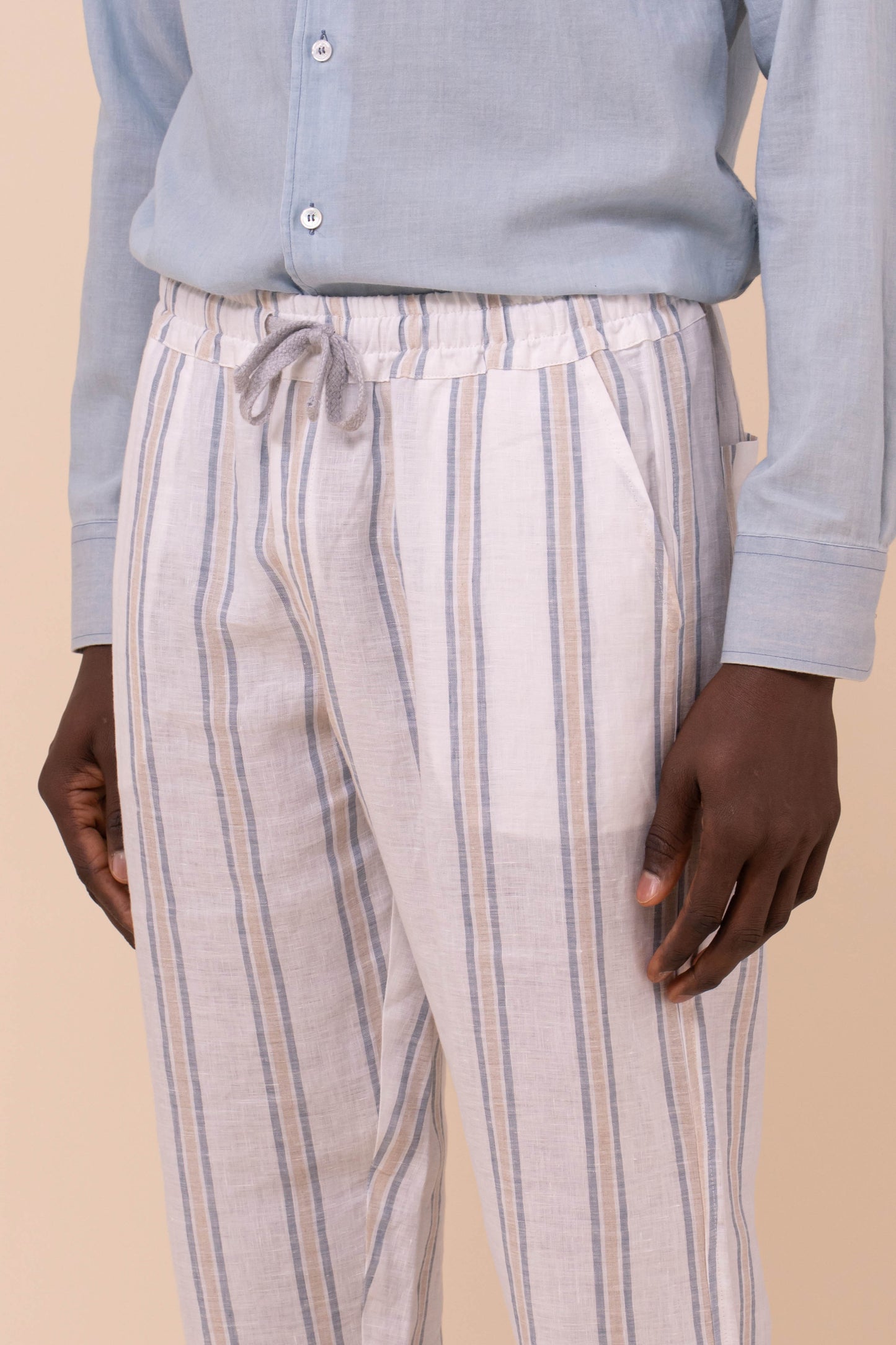 Bonifacio pantaloni a righe in lino Miami - WHITE
