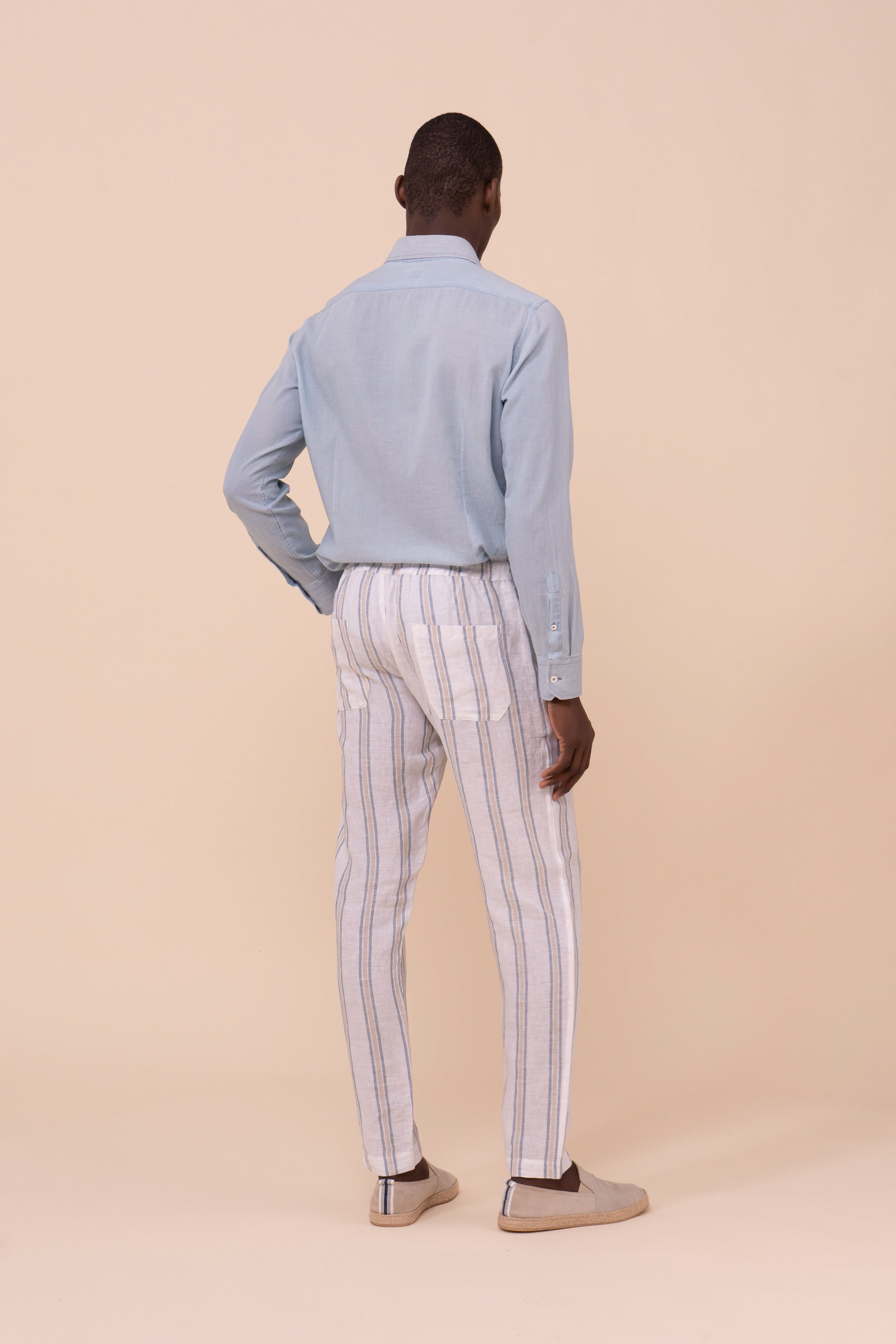 Bonifacio pantaloni a righe in lino Miami - WHITE