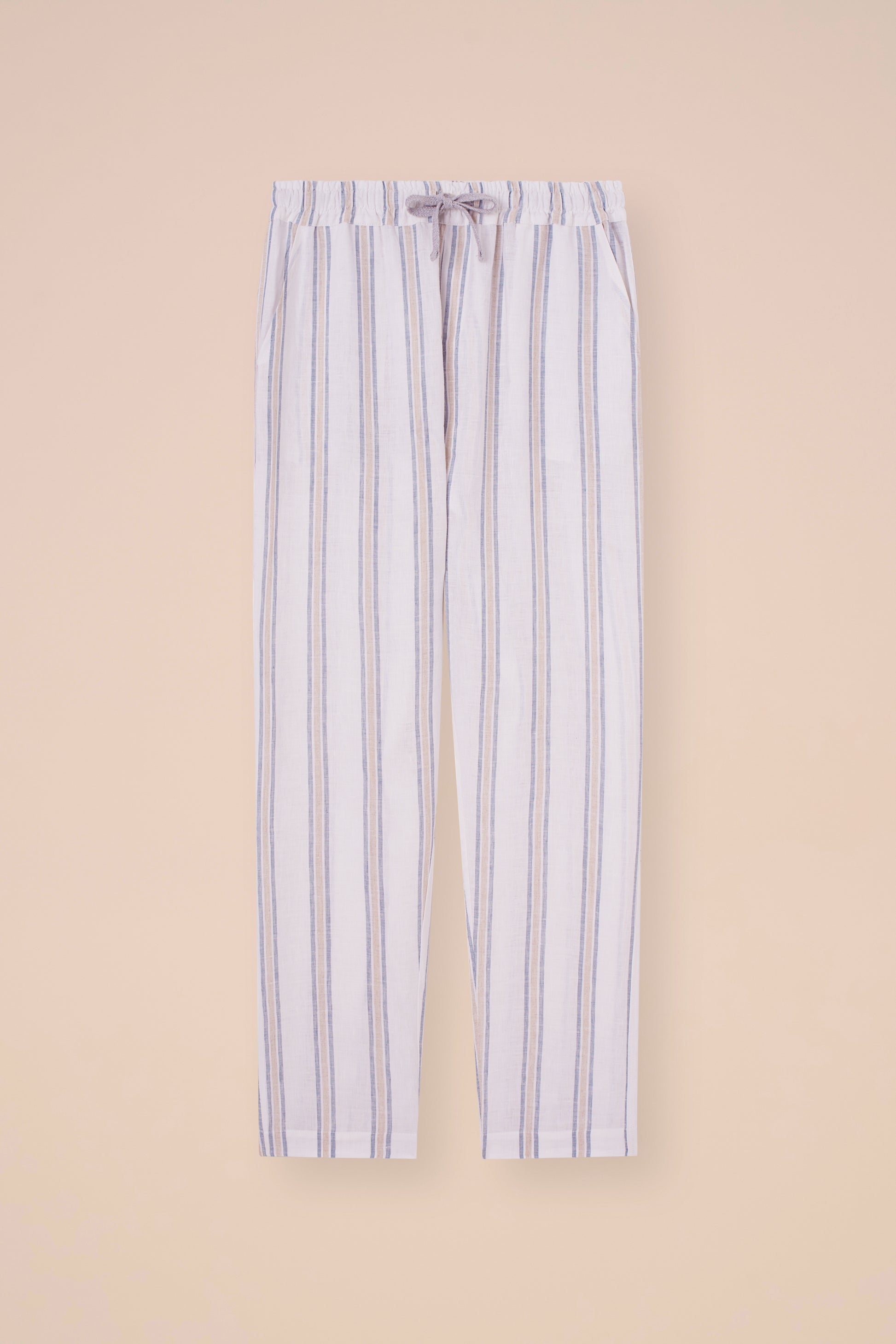 Bonifacio pantaloni a righe in lino Miami - WHITE