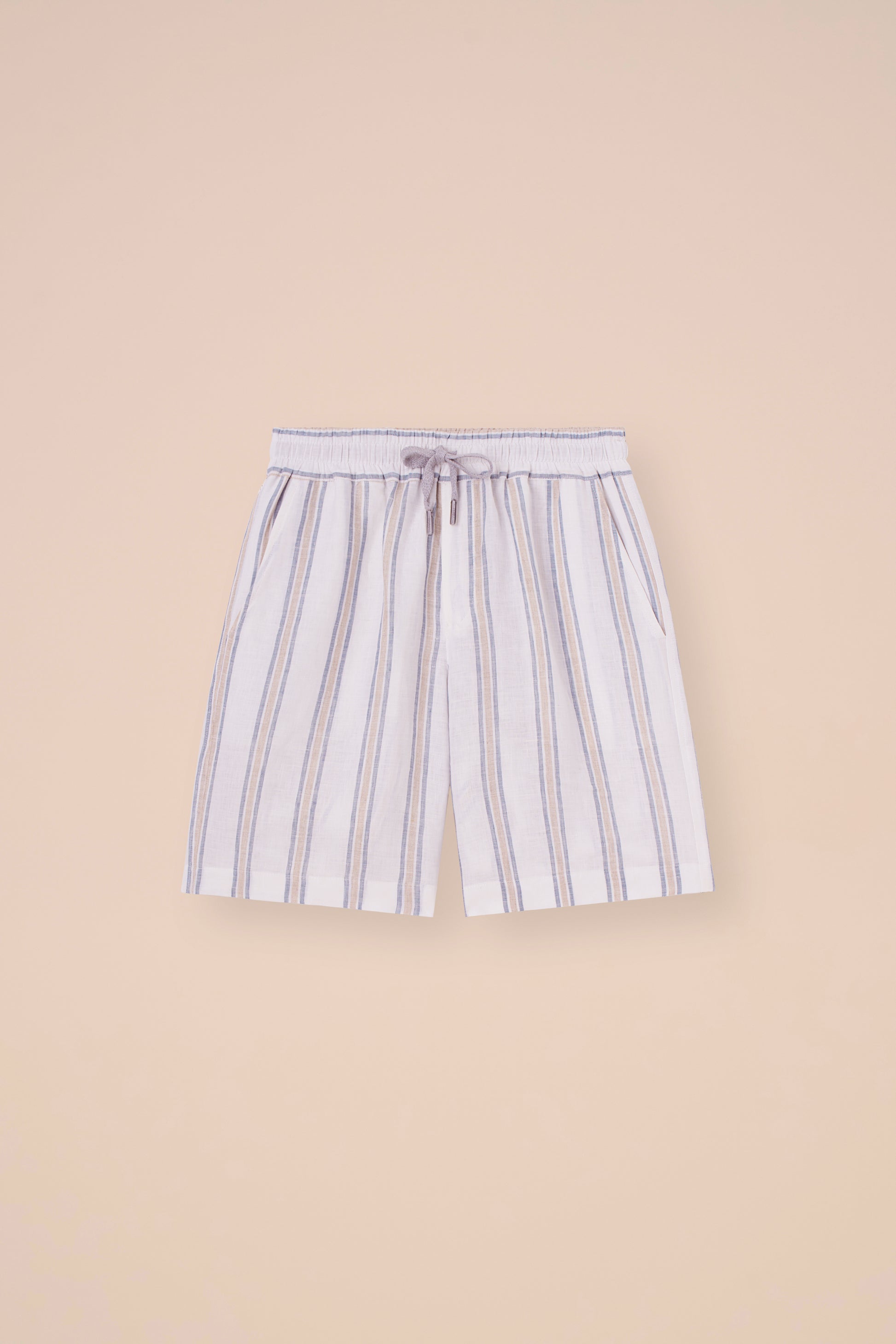 Alfa Miami Linen Striped Shorts - WHITE