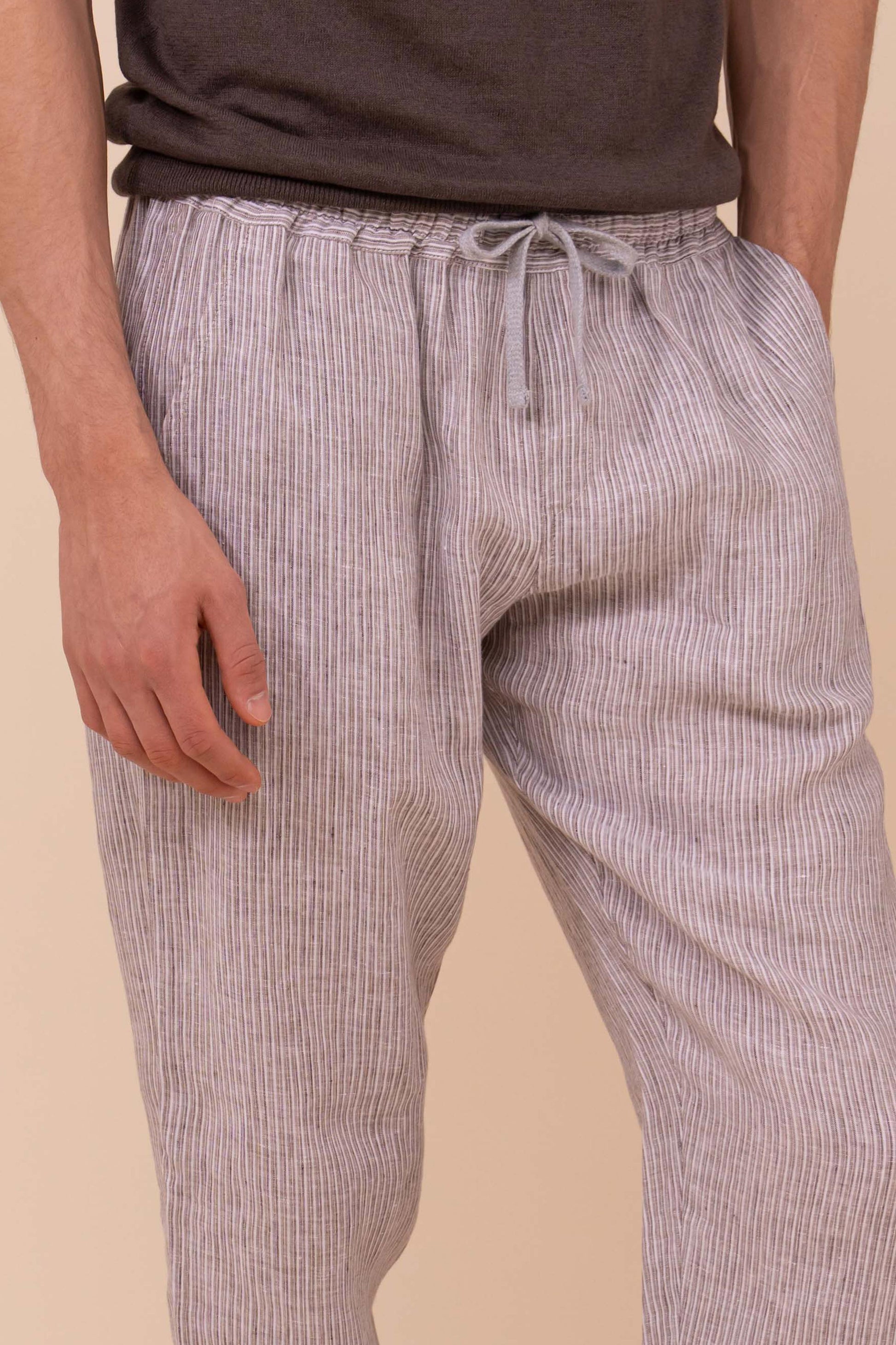 Bonifacio pantaloni in lino rigato - ROPEMELANGE