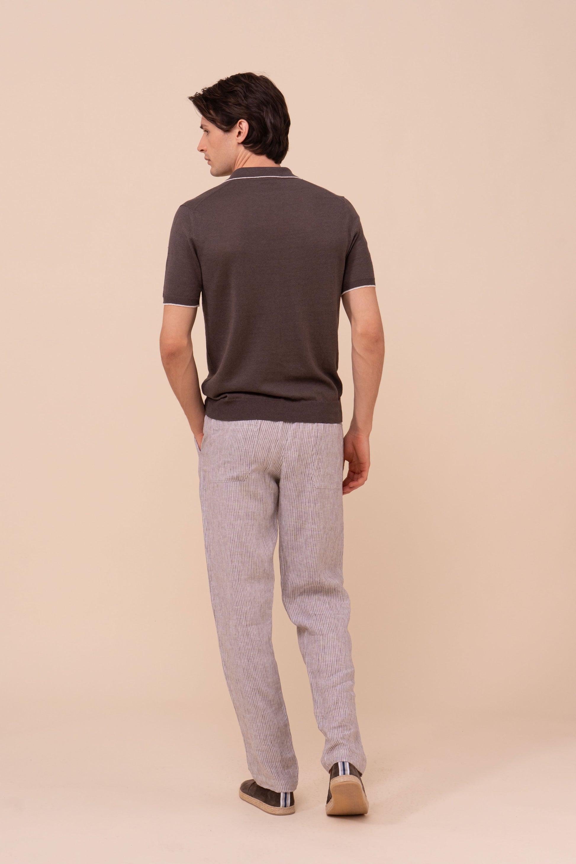 Bonifacio pantaloni in lino rigato - ROPEMELANGE