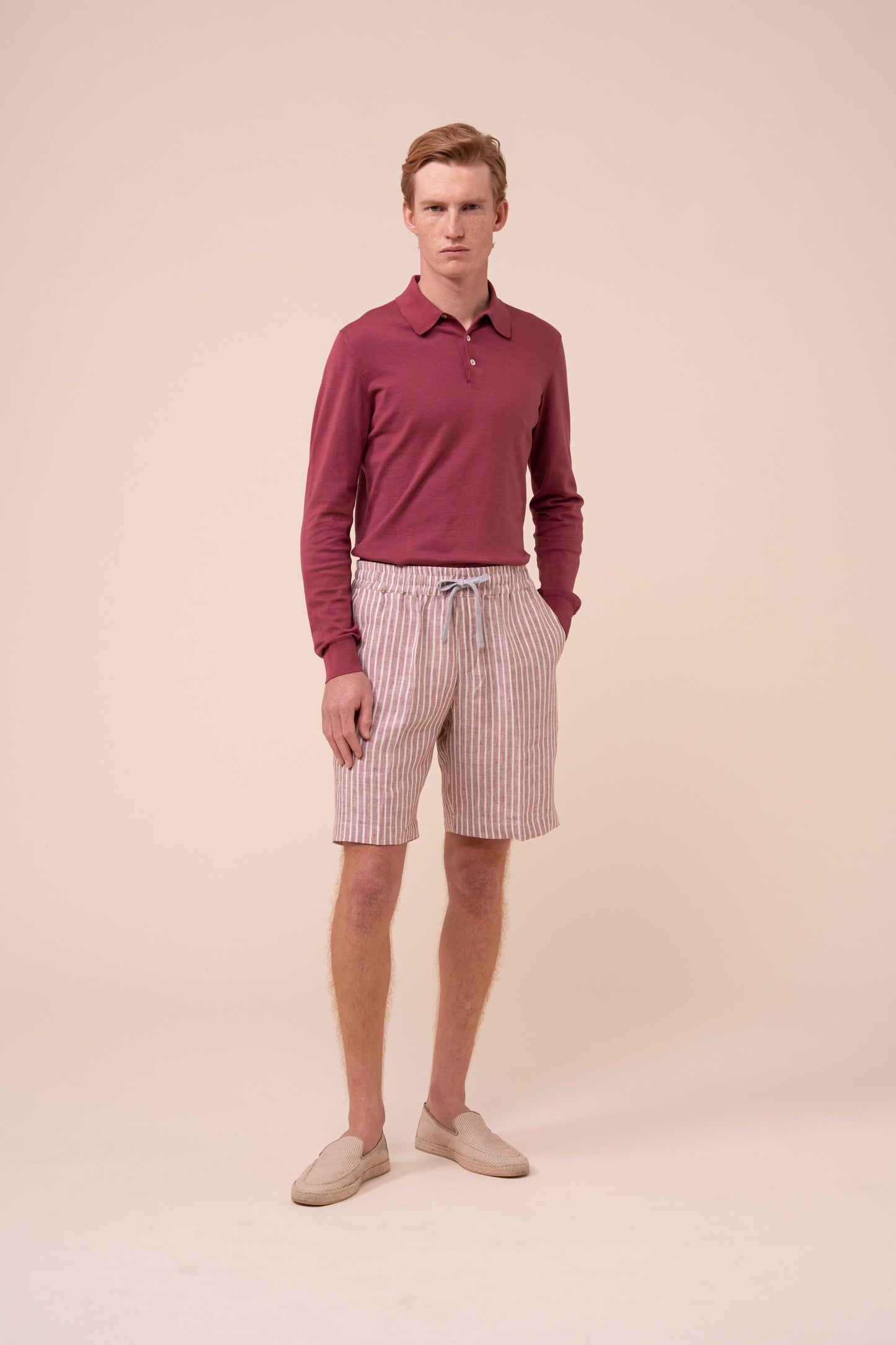 Alfa Linen Striped Shorts - SIENNA