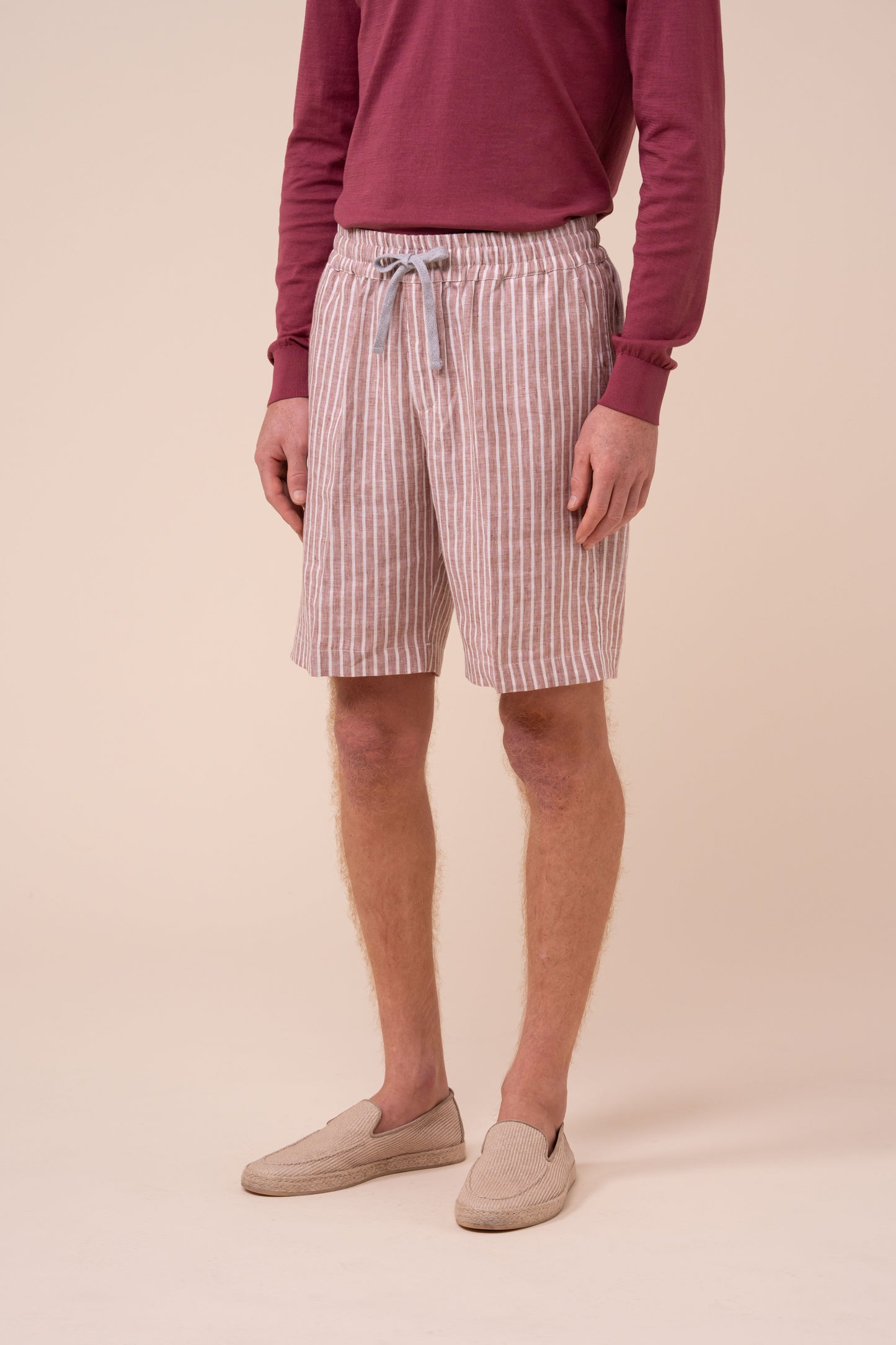 Alfa Linen Striped Shorts - SIENNA