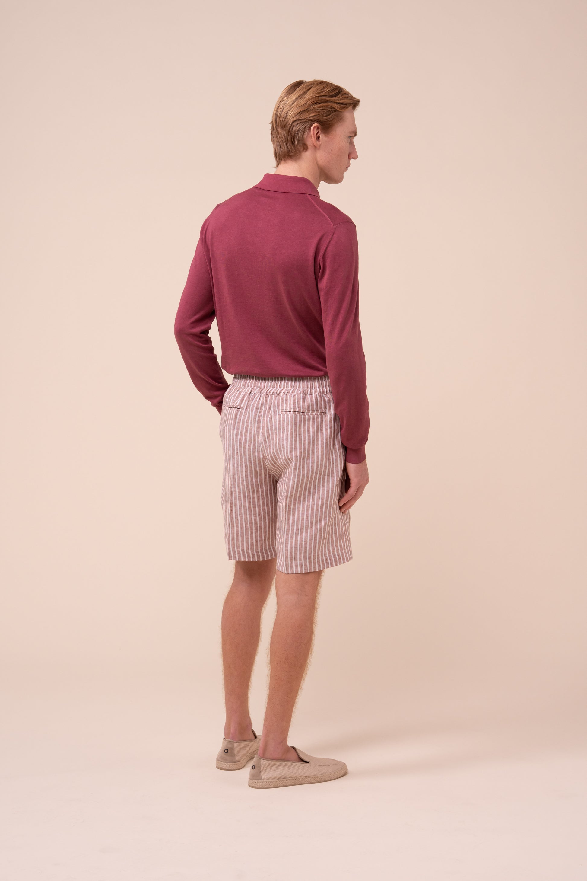 Alfa Linen Striped Shorts - SIENNA