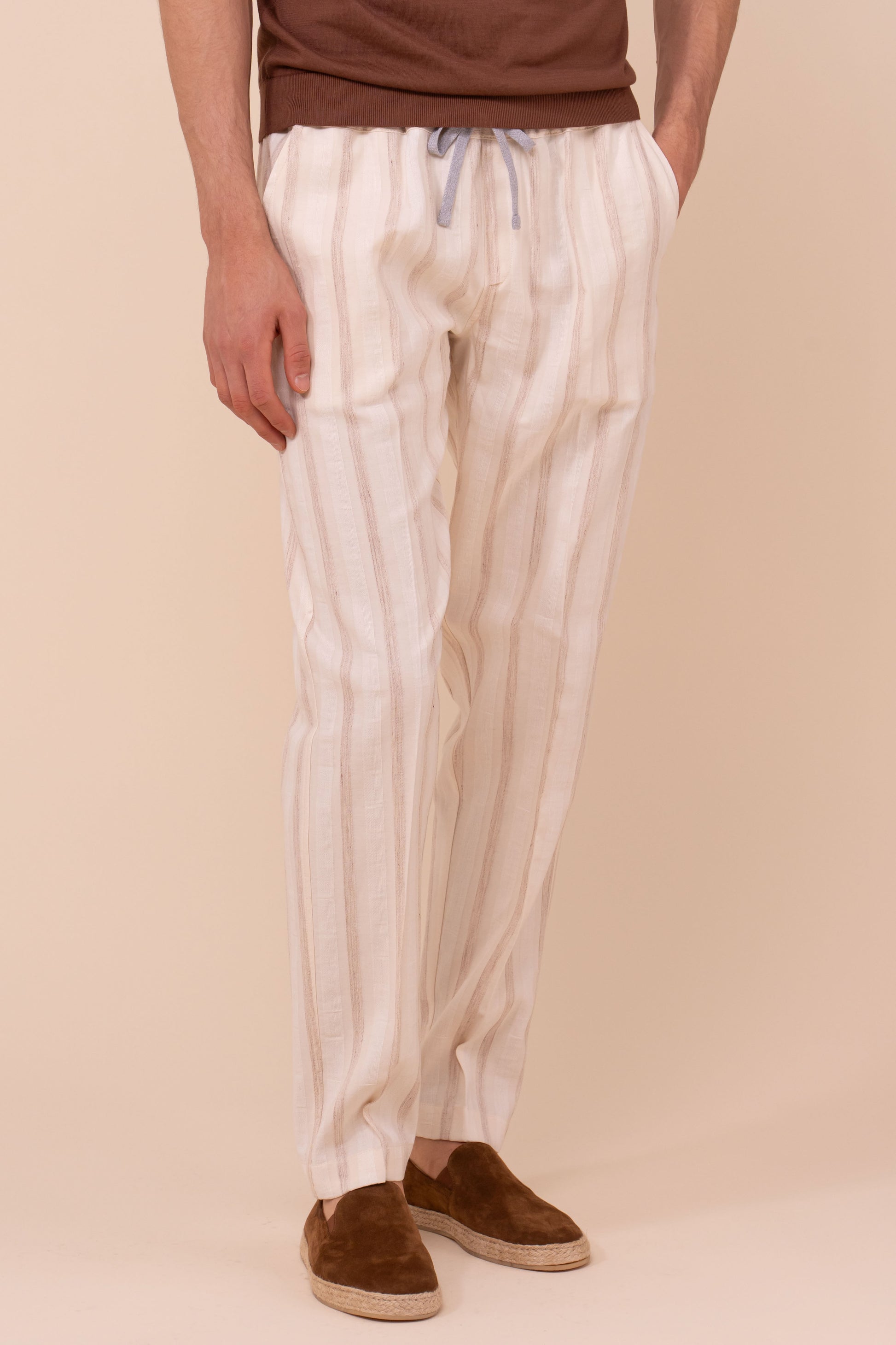 Bonifacio pantaloni a righe in lino - LINEN