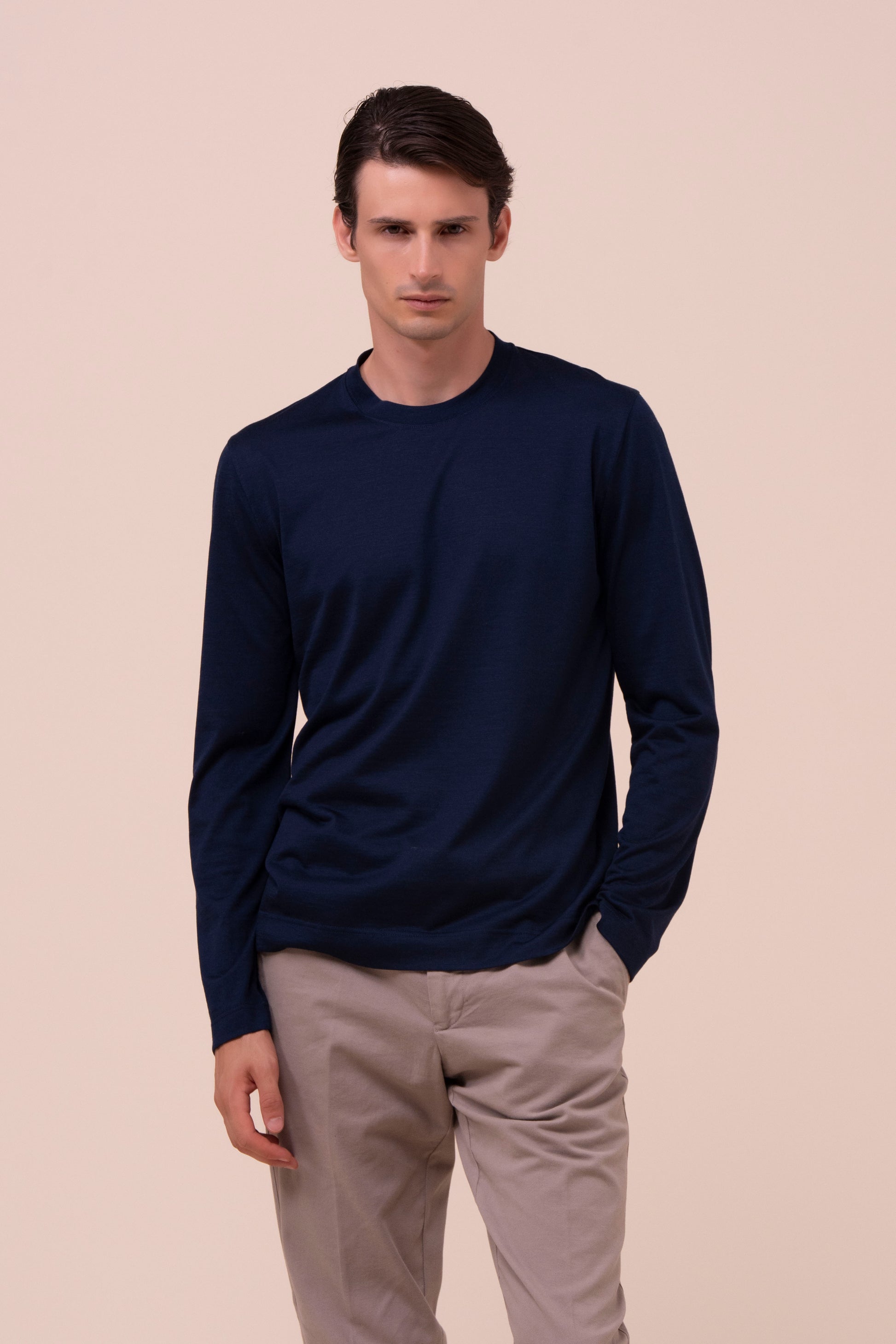 Extreme T-shirt a maniche lunghe in lana jersey - MIDNIGHTBLUE
