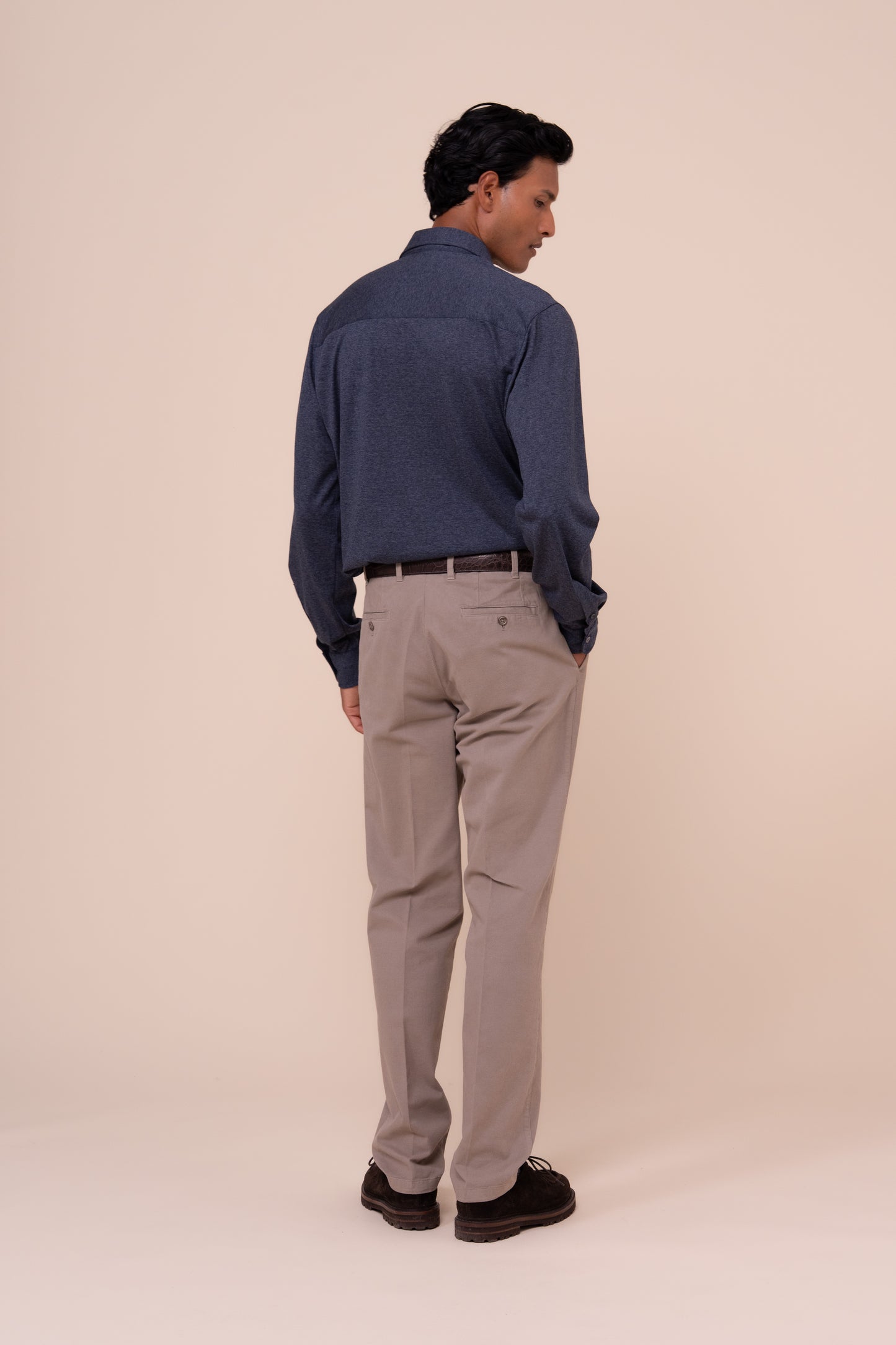 Thomas camicia in jersey di lana - DARKBLUEMELANGE