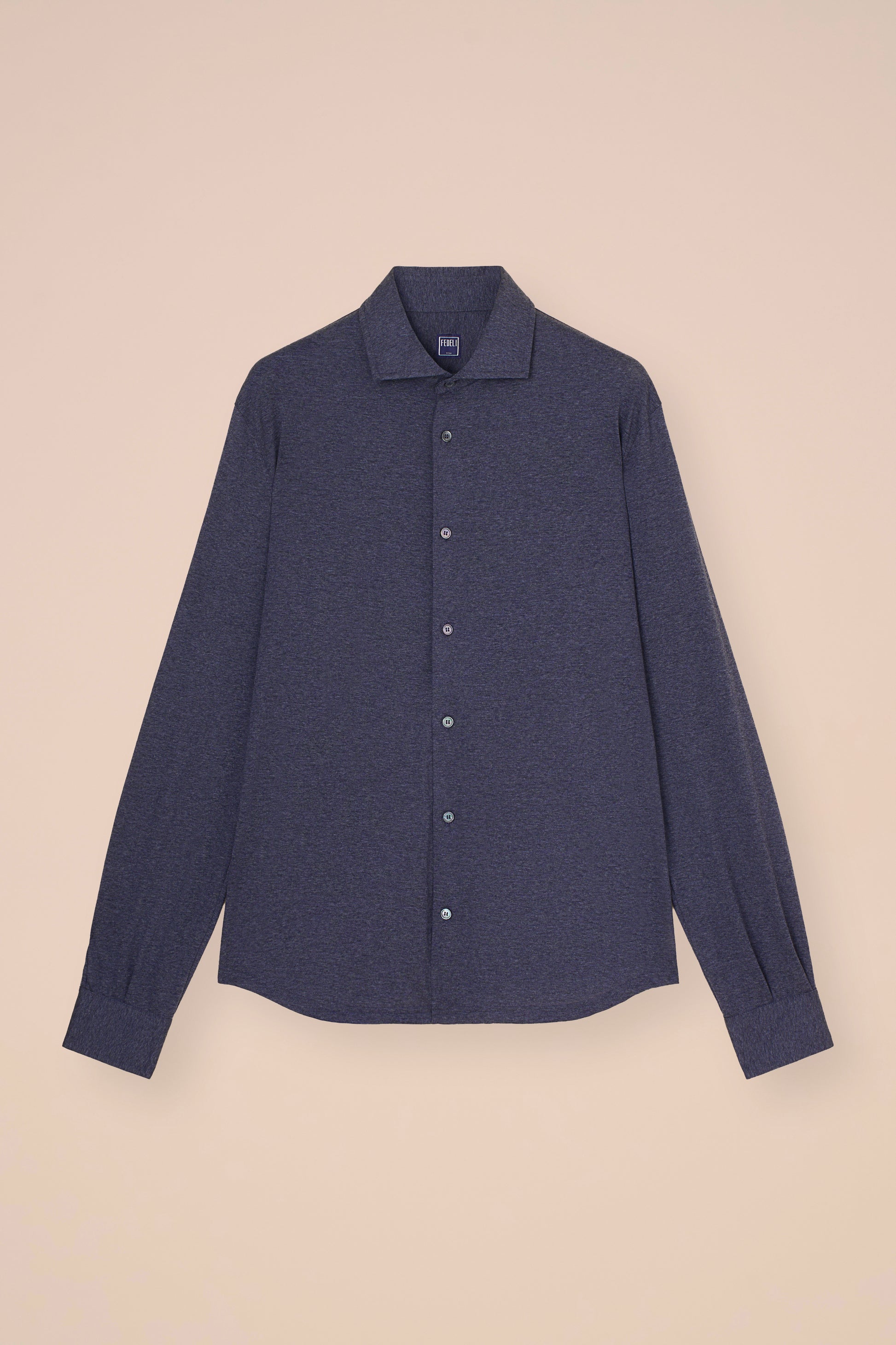 Thomas camicia in jersey di lana - DARKBLUEMELANGE