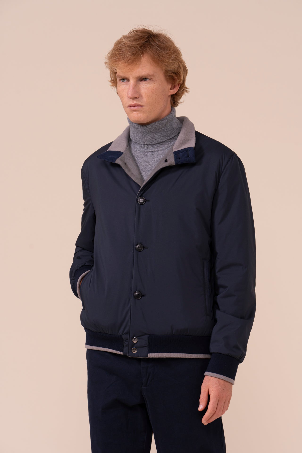 Ascona Airstop Cashmere Padded Bomber - MIDNIGHTBLUE
