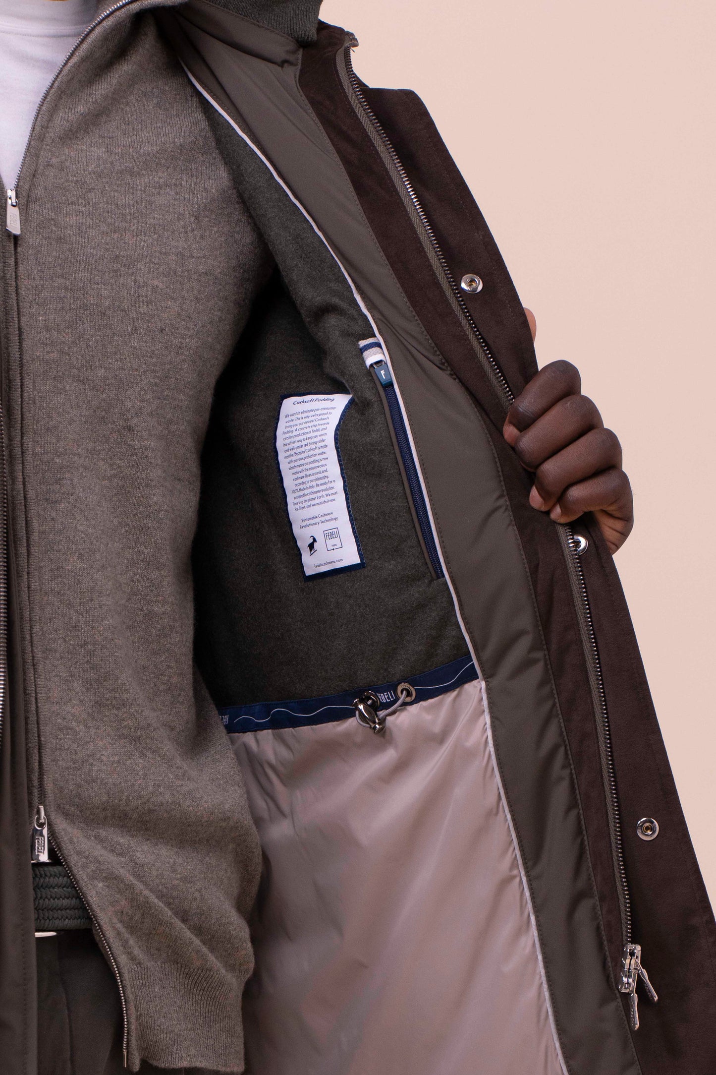 Grado giacca in Rainstop imbottita in Cashsoftpadding - OLIVEGREENMELANGE