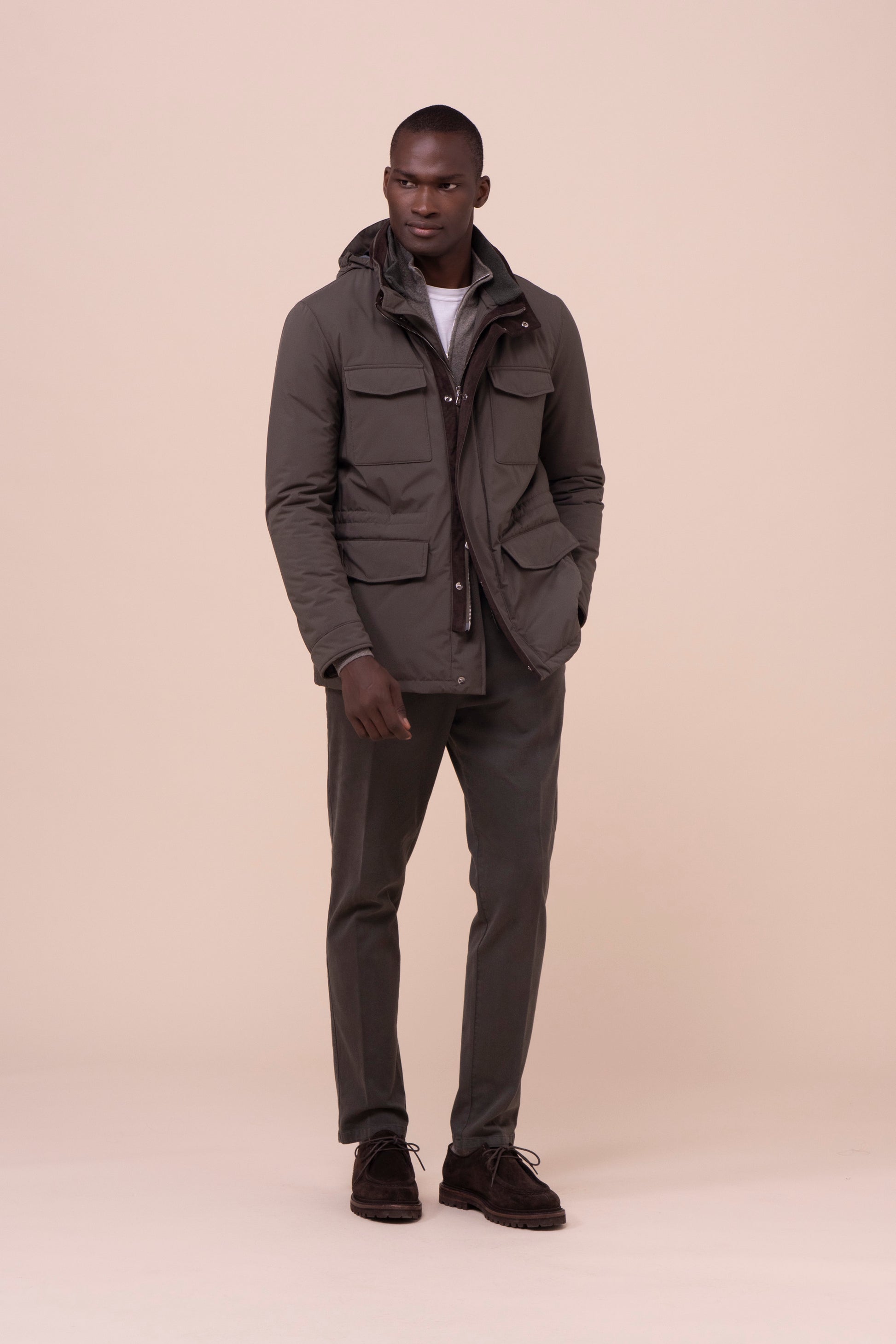 Grado giacca in Rainstop imbottita in Cashsoftpadding - OLIVEGREENMELANGE