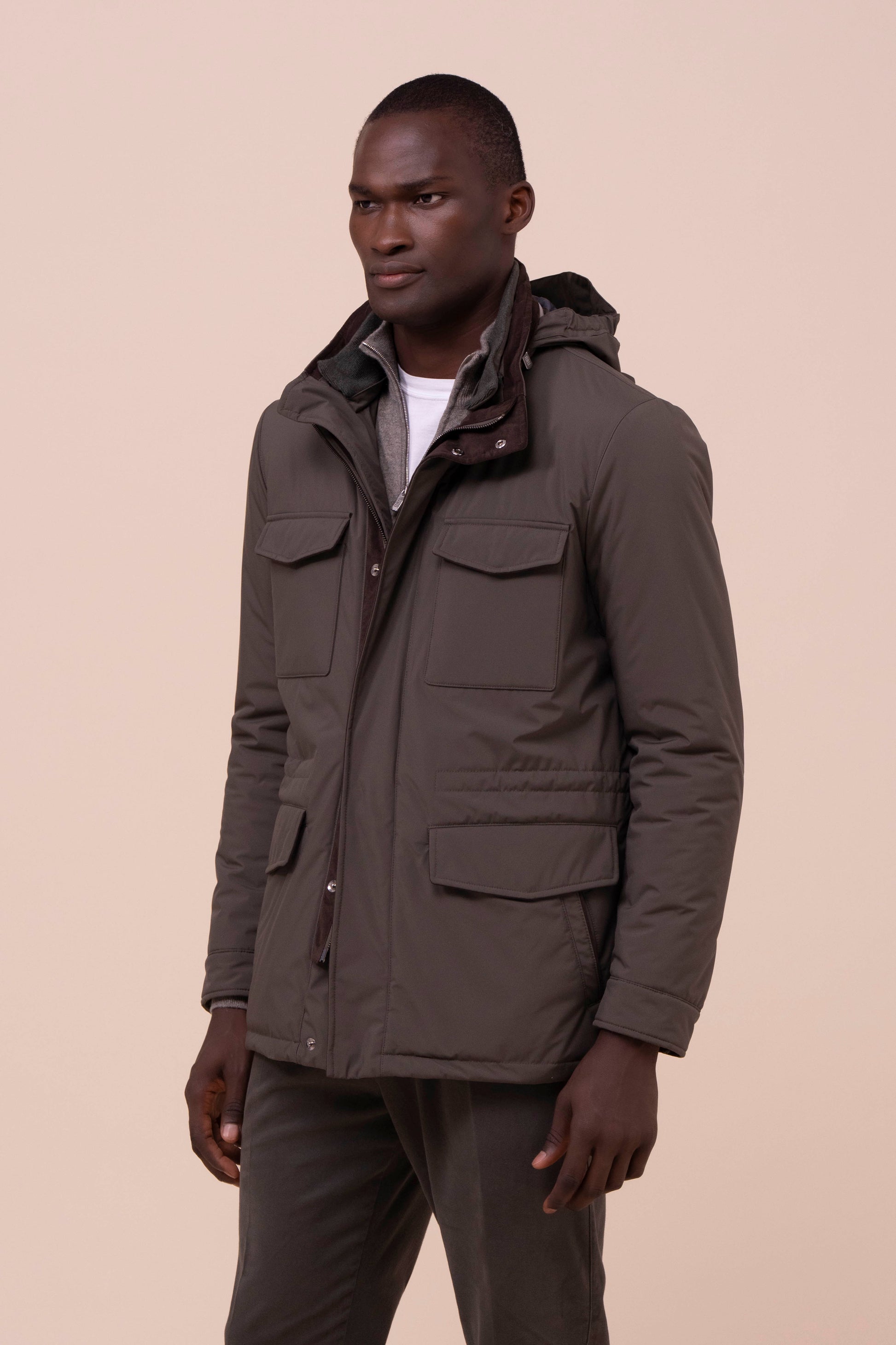 Grado giacca in Rainstop imbottita in Cashsoftpadding - OLIVEGREENMELANGE