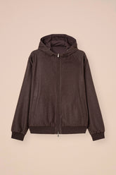 Start bomber con cappuccio in cashmere flanel e Airstop