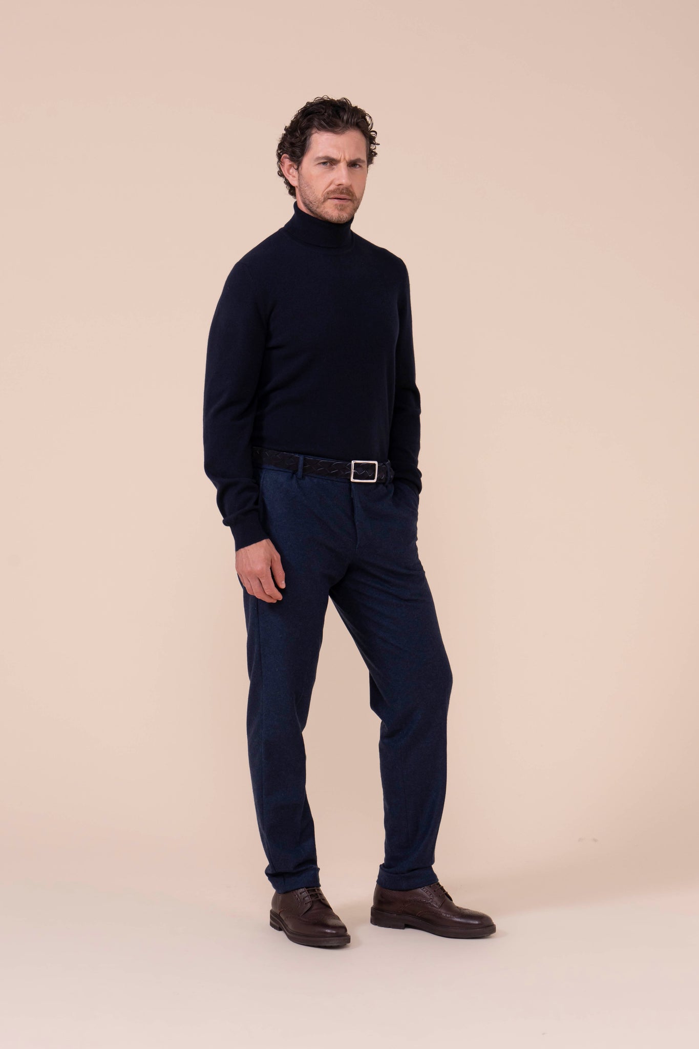 Doria Cashmere Flanel Pants - NAVY