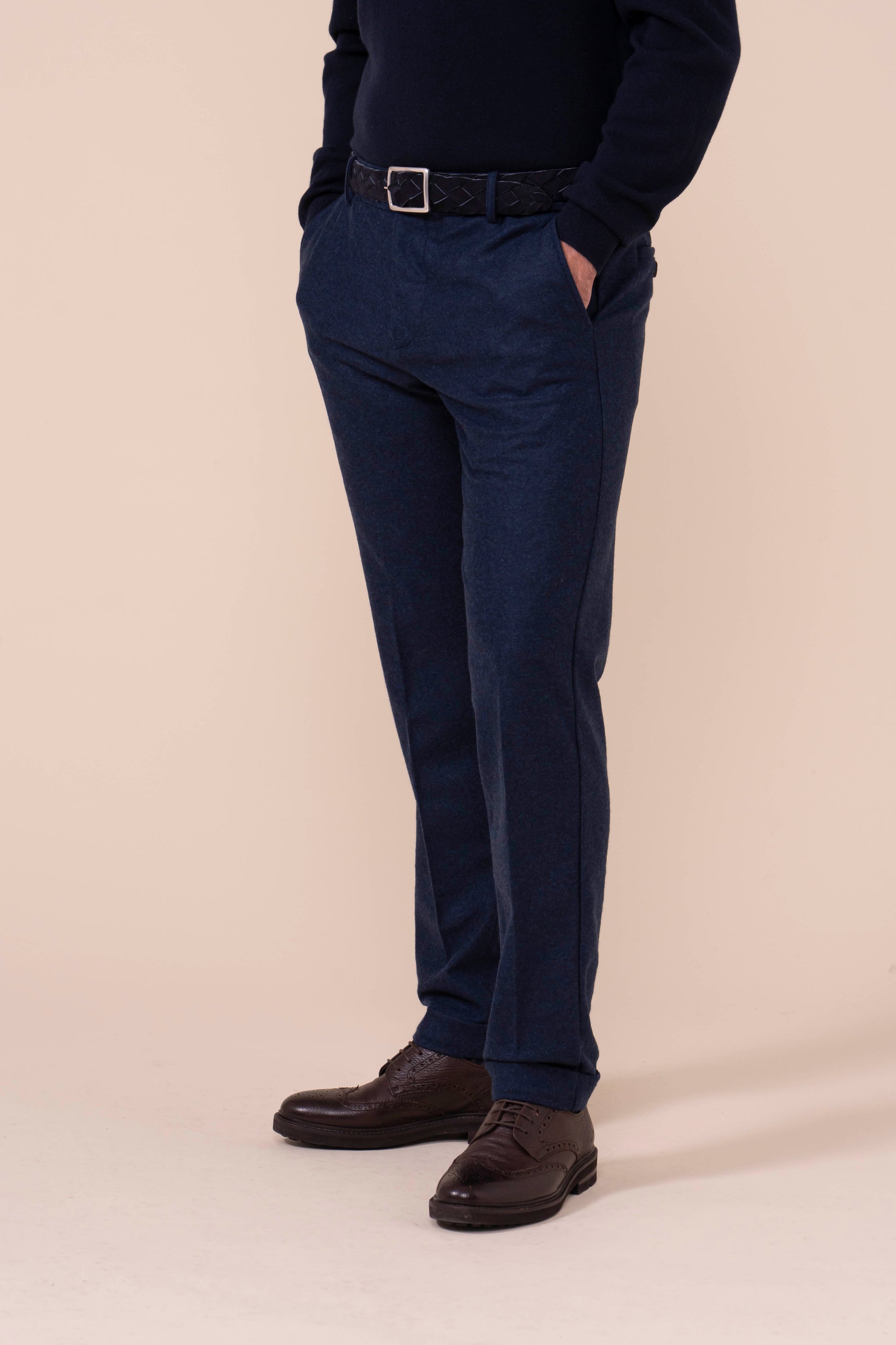 Doria Cashmere Flanel Pants - NAVY