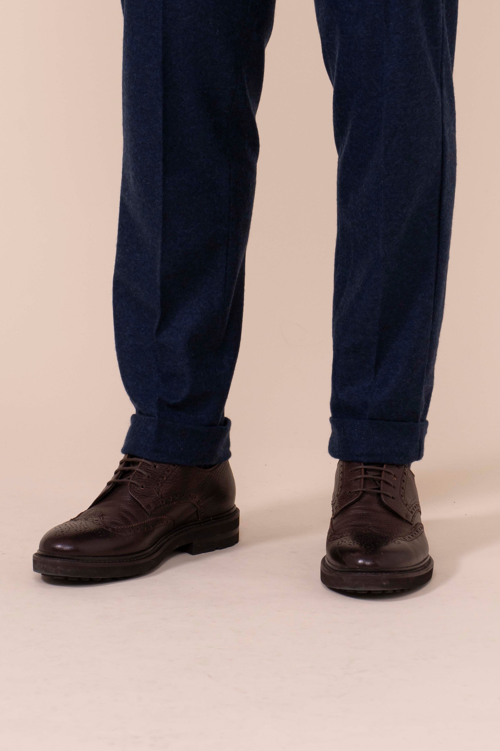 Doria Cashmere Flanel Pants - NAVY