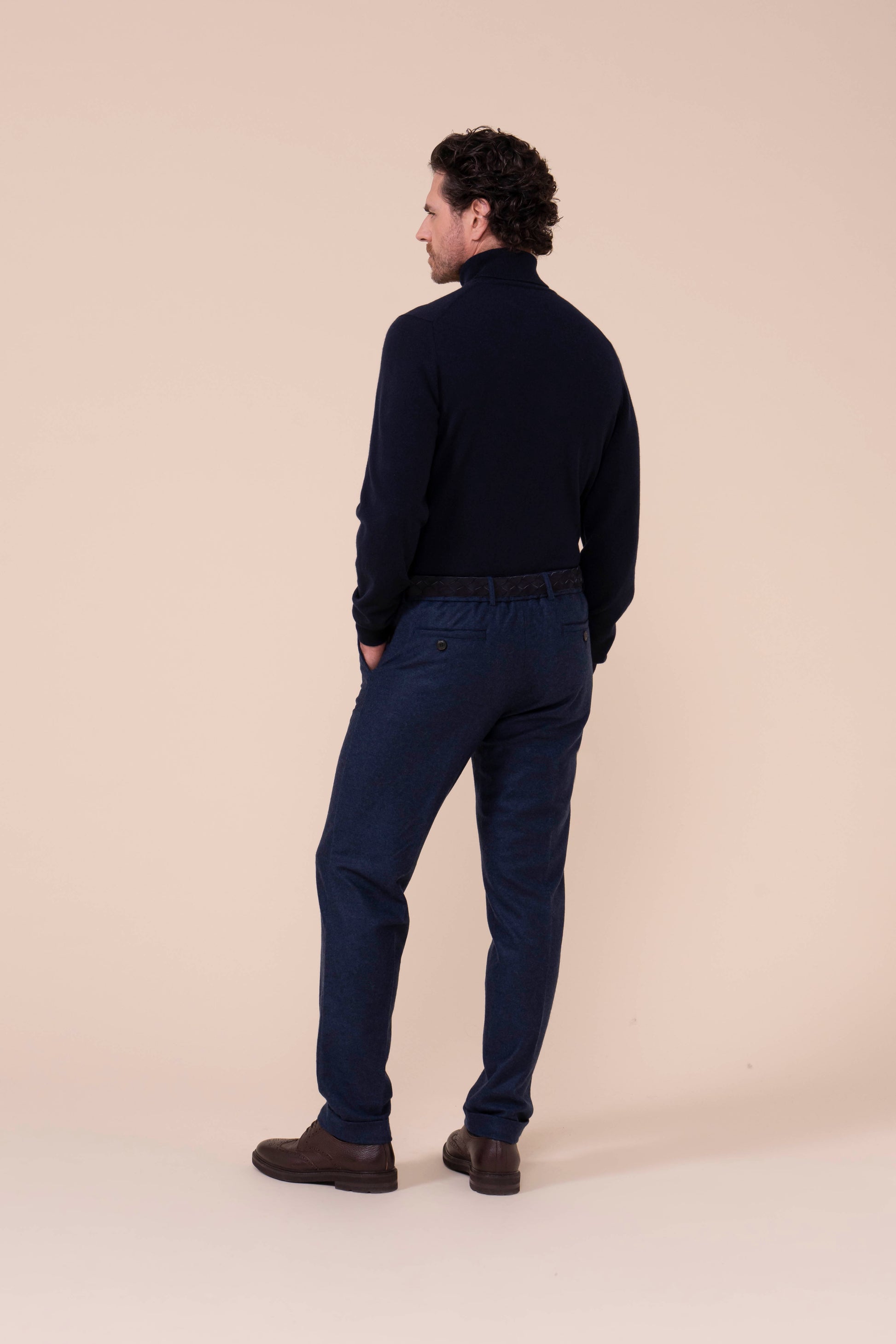 Doria Cashmere Flanel Pants - NAVY