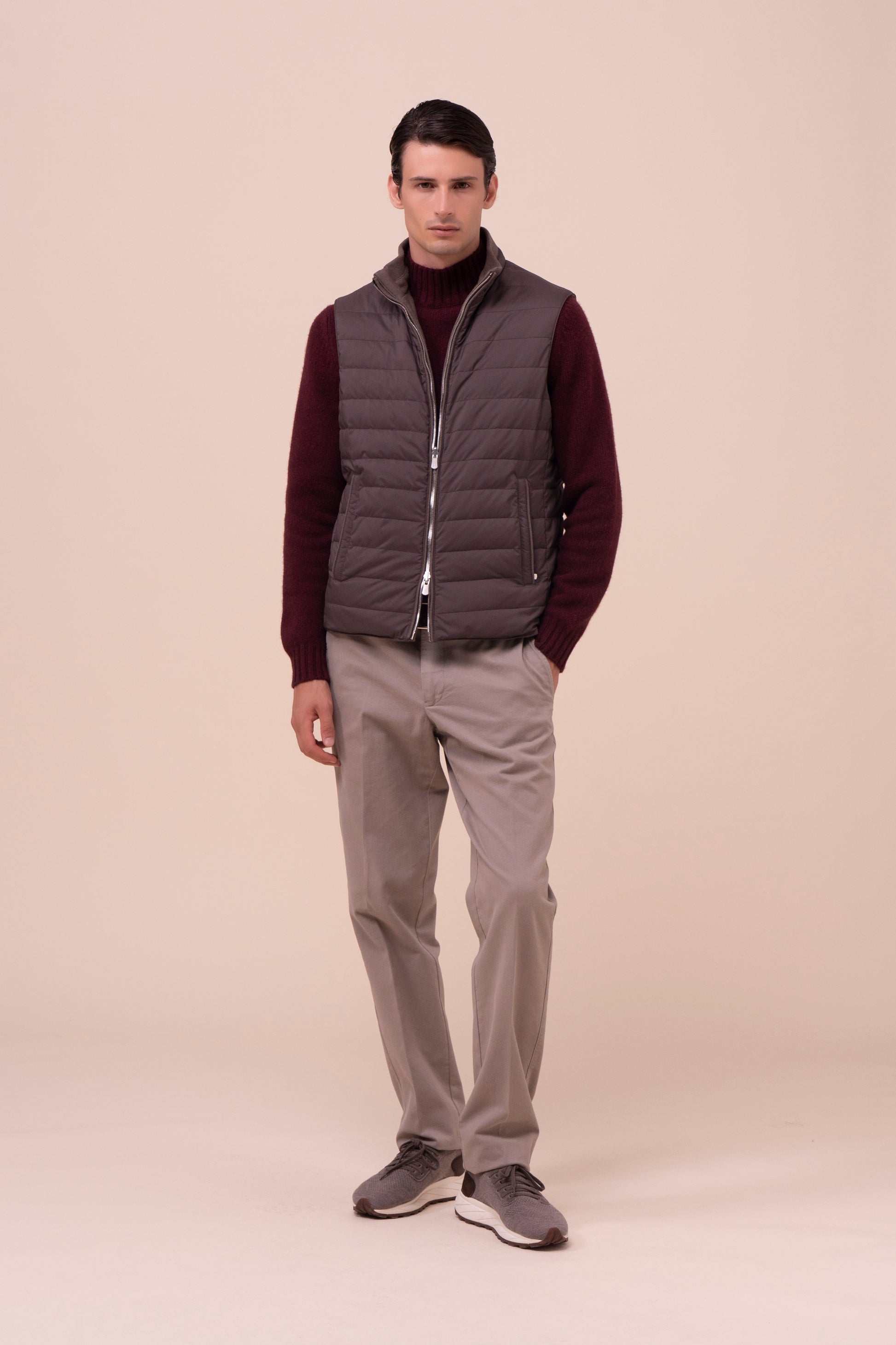 Rodeo gilet in cashmere flanel e Airstop - Reversibile - CHOCOLATE