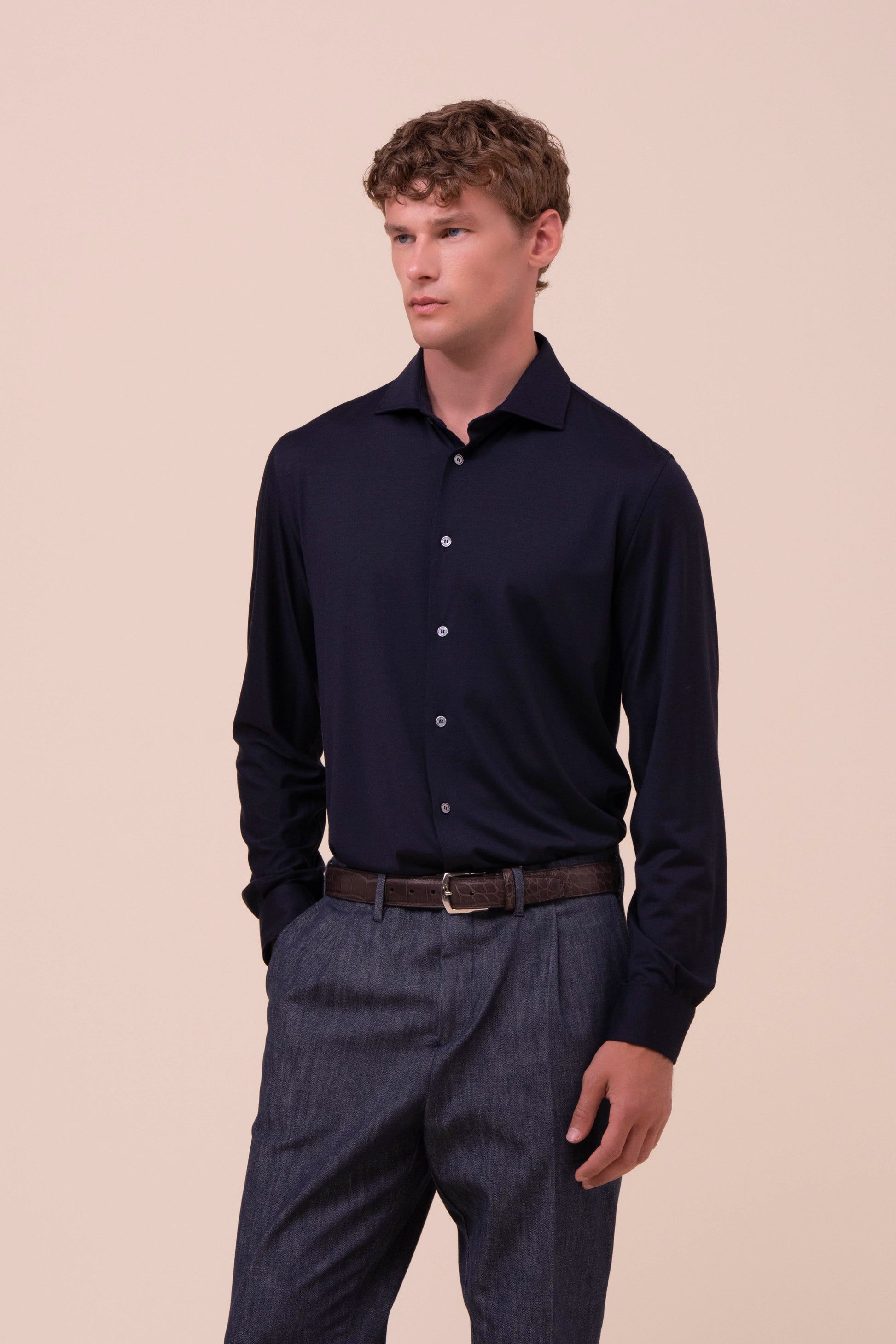 Tom camicia in jersey Helium - MIDNIGHTBLUE
