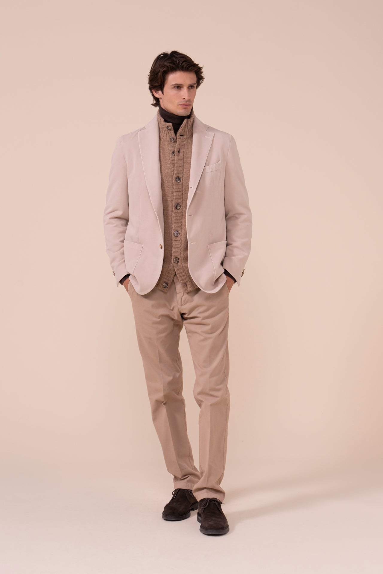 Cremona blazer sartoriale in cashmere e cotone - GREIGE