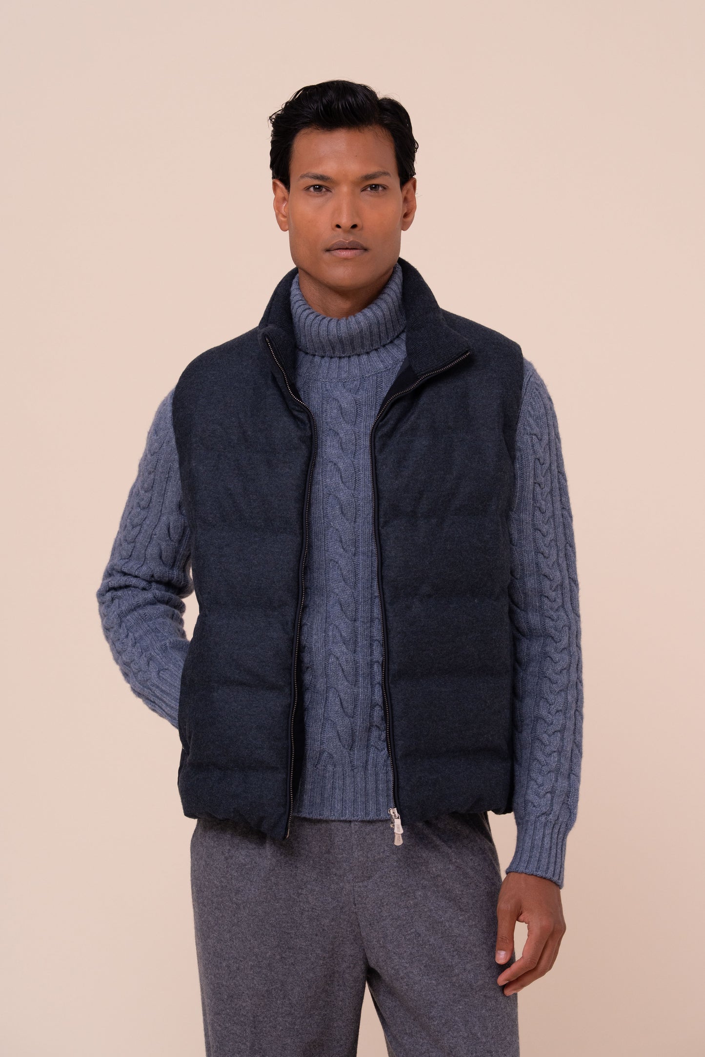 Brixen Jersey Wool Padded Vest - STORM